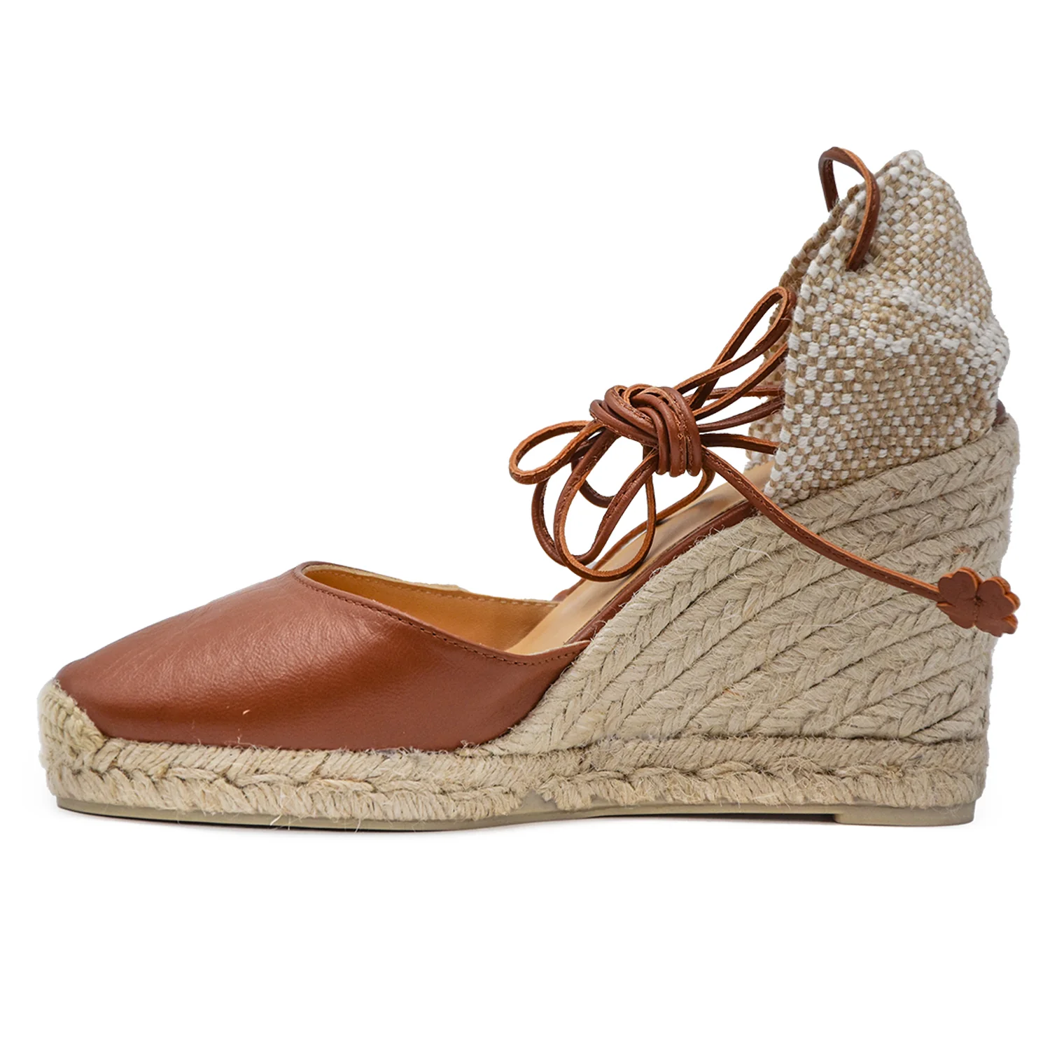 Sandali Espadrillas Donna Castañer Carina Con Zeppa Pelle Cuoio - Image 3