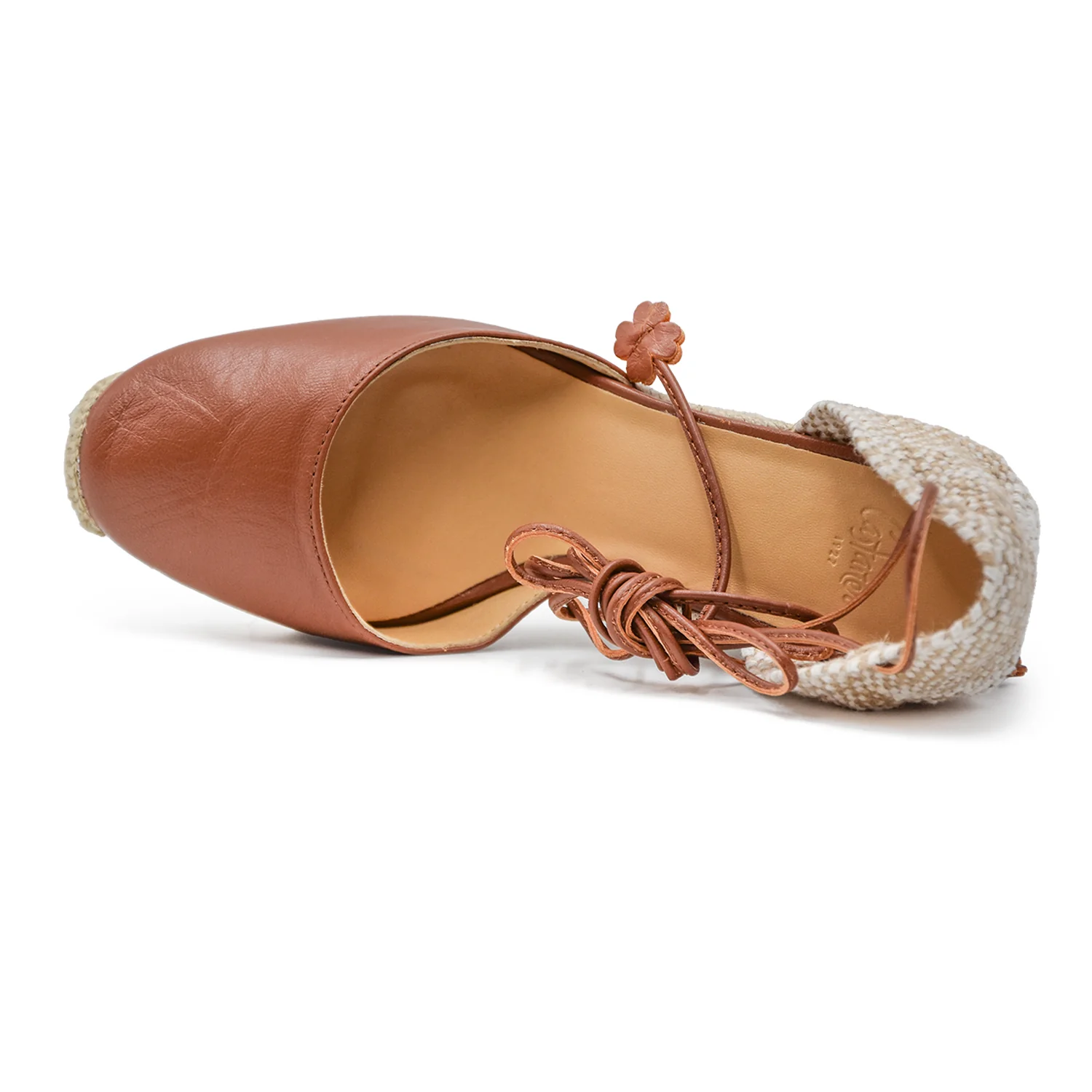 Sandali Espadrillas Donna Castañer Carina Con Zeppa Pelle Cuoio - Image 4
