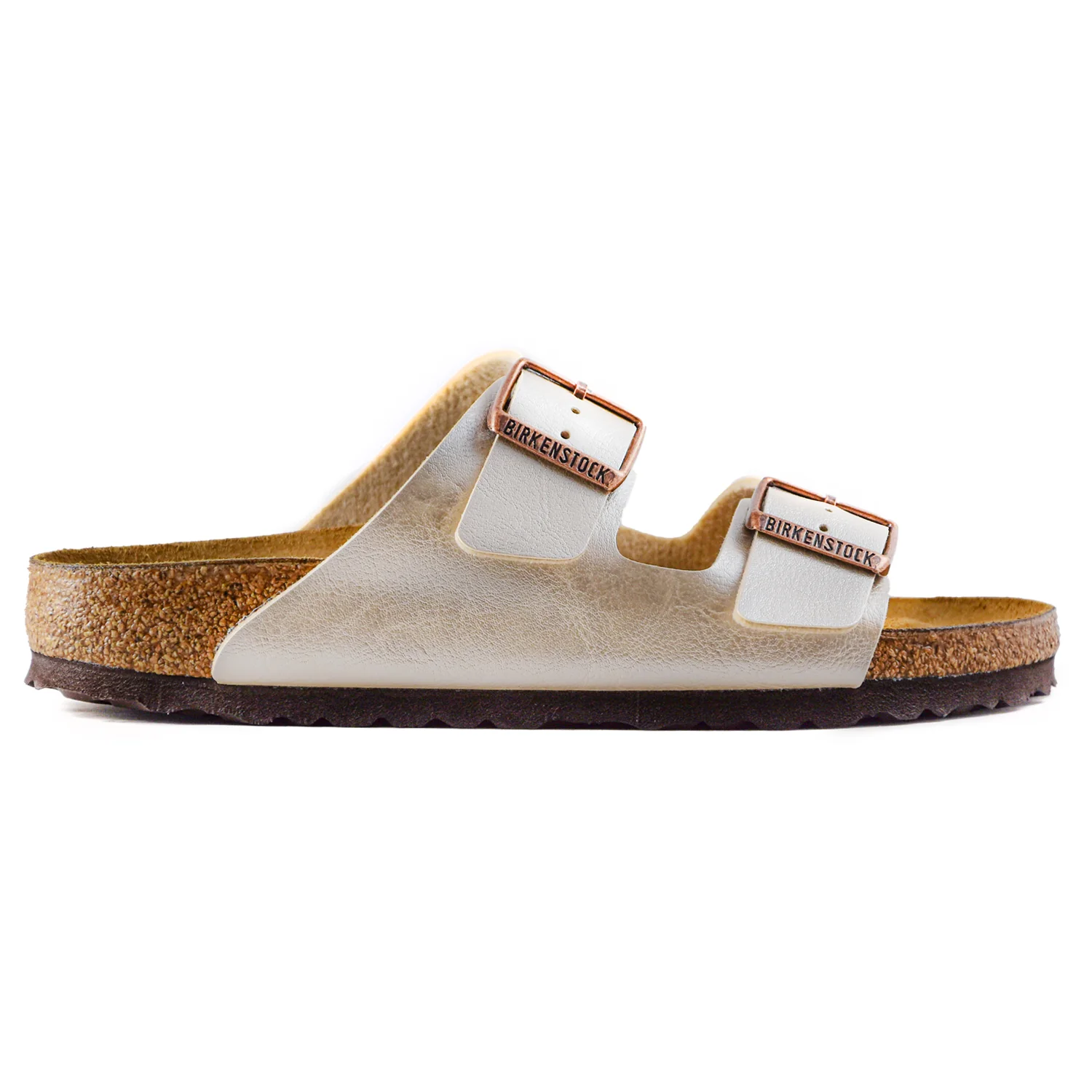 Birkenstock Arizona Donna Bianco Laminato Con Fibbie Regolabili