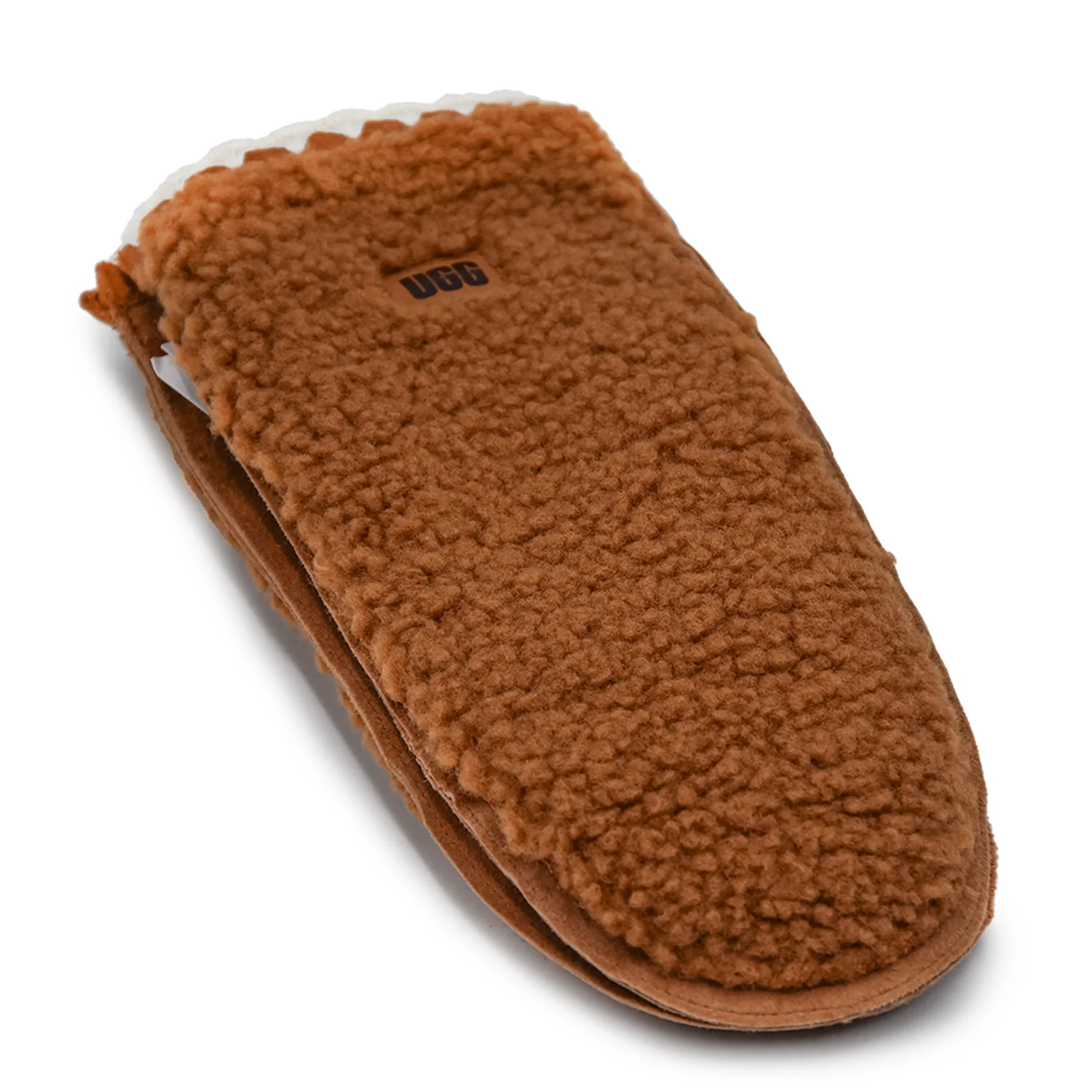 Ugg Guanti Morbido Pile Sul Dorso Donna Scalloped Mitten Castagna - Image 2