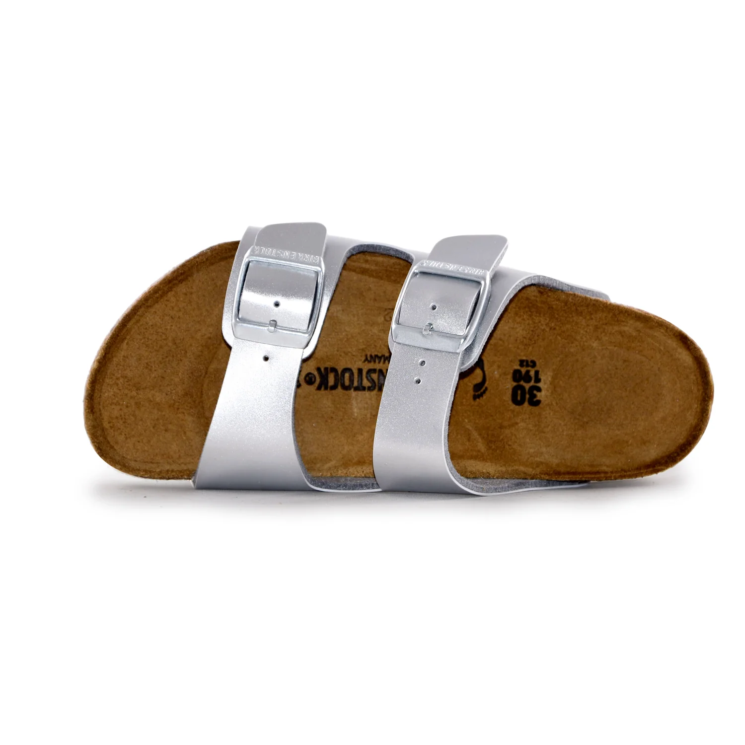 Sandalo Birkenstock Bambino modello Arizona Electric Metalic in pelle laminata argento - Image 2