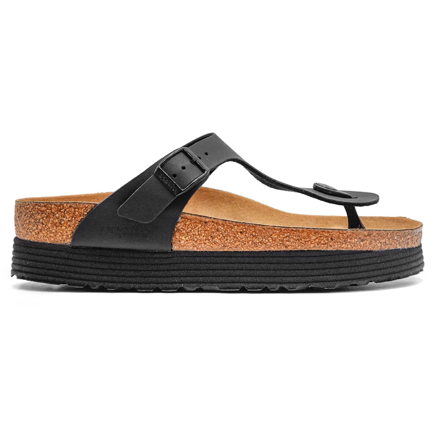 Birkenstock Papillio Nero Gizeh Grooved Donna Con Suola Platform