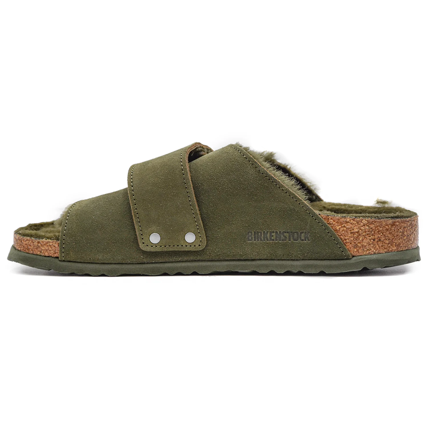 Birkenstock Donna Sandali Kyoto Shearling Verde Design Compatto - Image 3