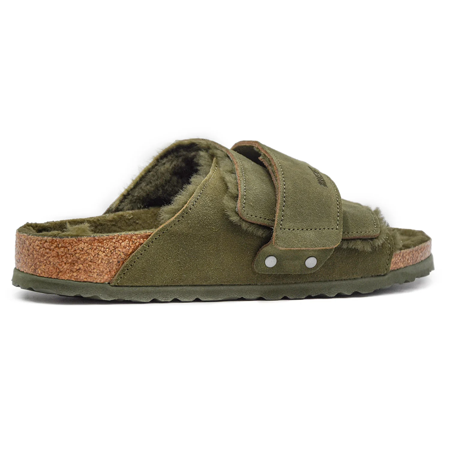 Birkenstock Donna Sandali Kyoto Shearling Verde Design Compatto - Image 4