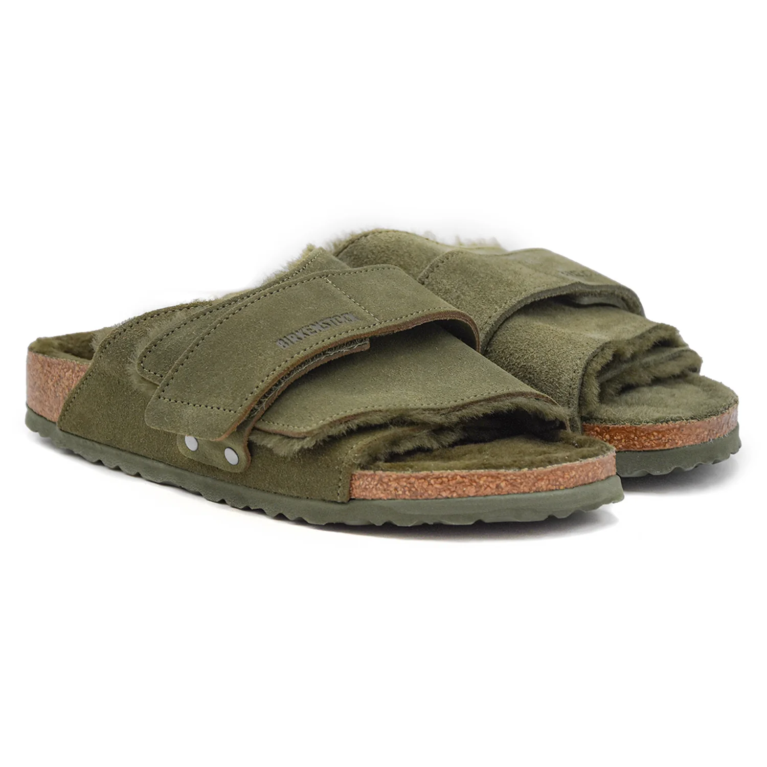 Birkenstock Donna Sandali Kyoto Shearling Verde Design Compatto - Image 5