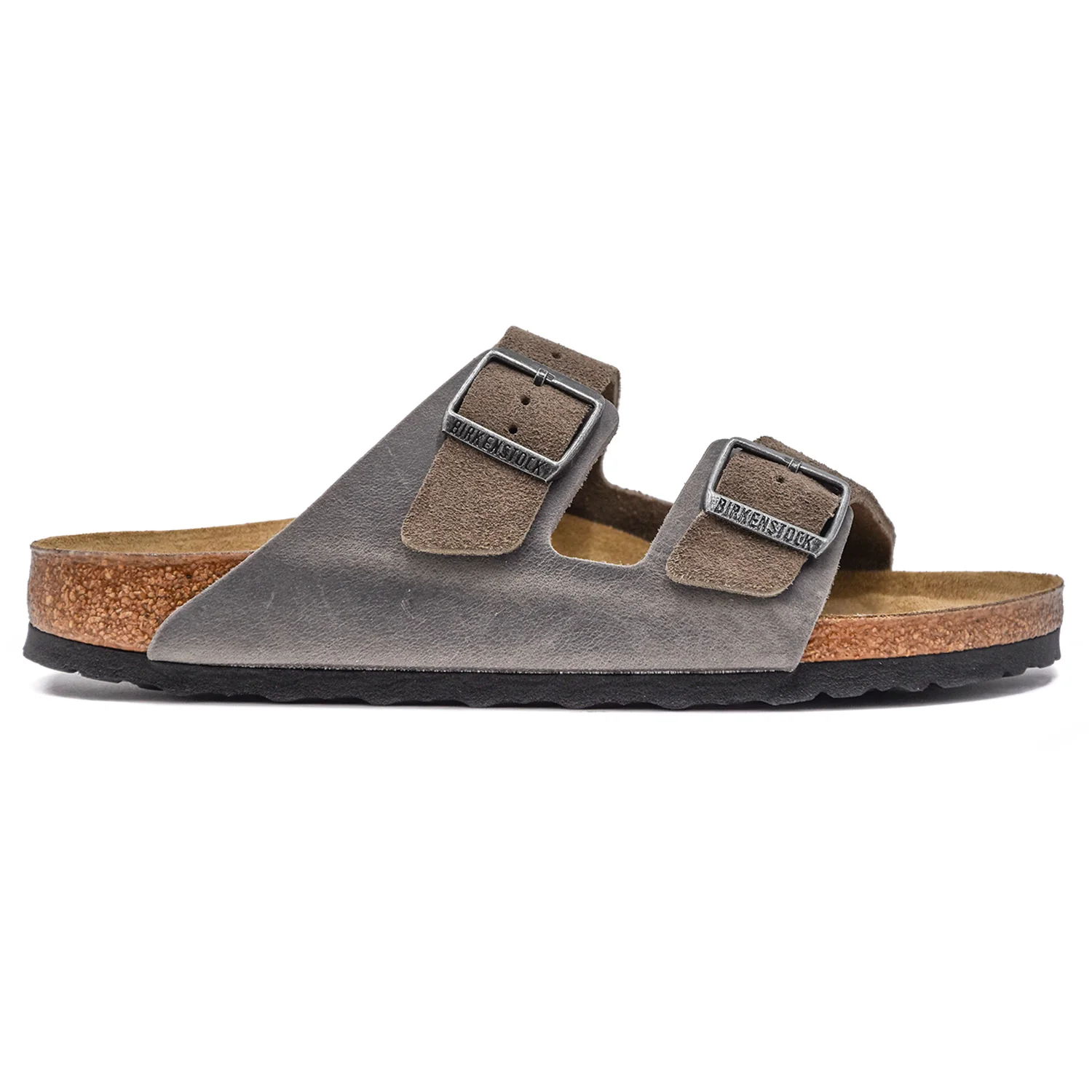 Sandali Birkenstock Uomo Arizona Grigio Finitura Cimosa Aperta