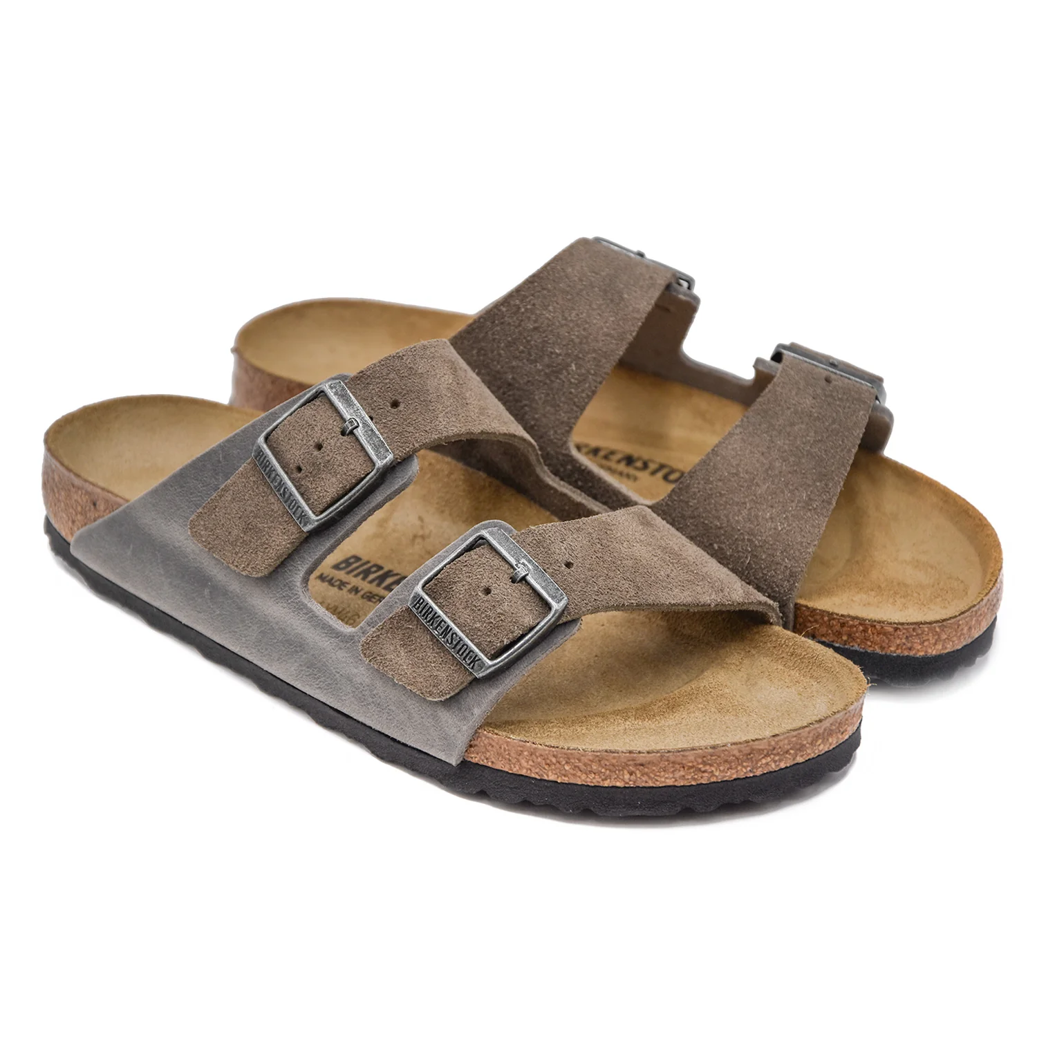 Sandali Birkenstock Uomo Arizona Grigio Finitura Cimosa Aperta - Image 2