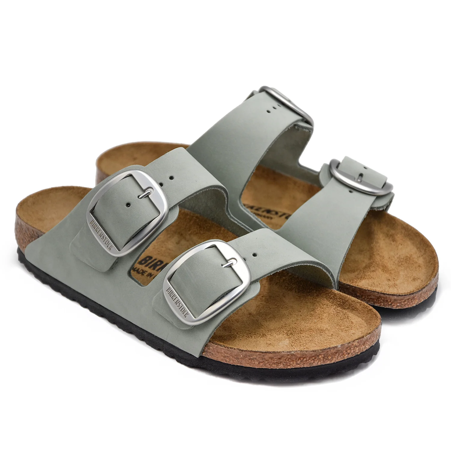 Birkenstock Big Buckle Grigio Fibbia Spicca Su Sandali Sobri Donna - Image 2