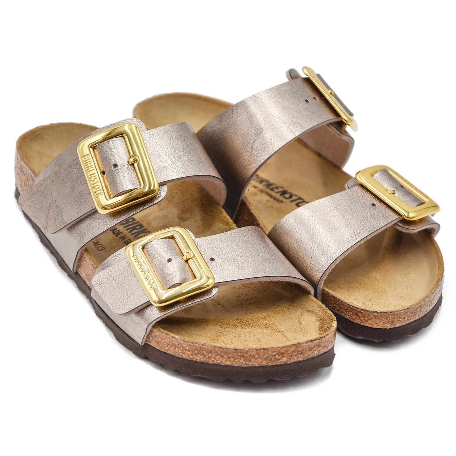 Sandali Donna Birkentsock Sydney Taupe Con Ardiglioni Oro - Image 2