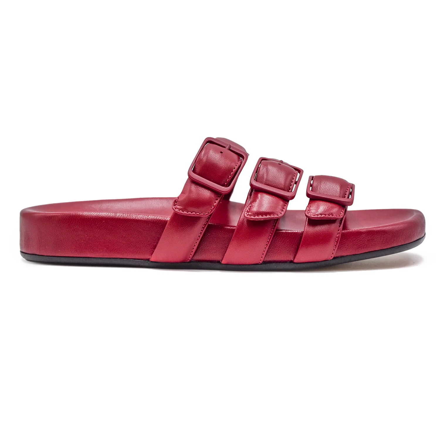 Sandali Mule Pomme D'or Donna Tre Fibbie Regolabili Rosso Rubino