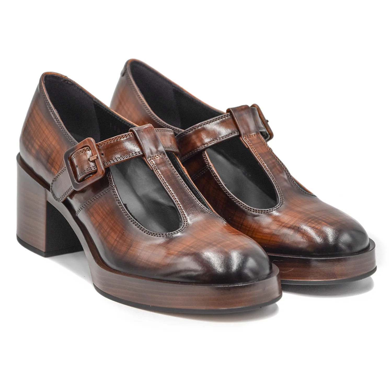 Mocassini T-Bar Pons Quintana Marrone In Pelle Nepalese Donna - Image 2