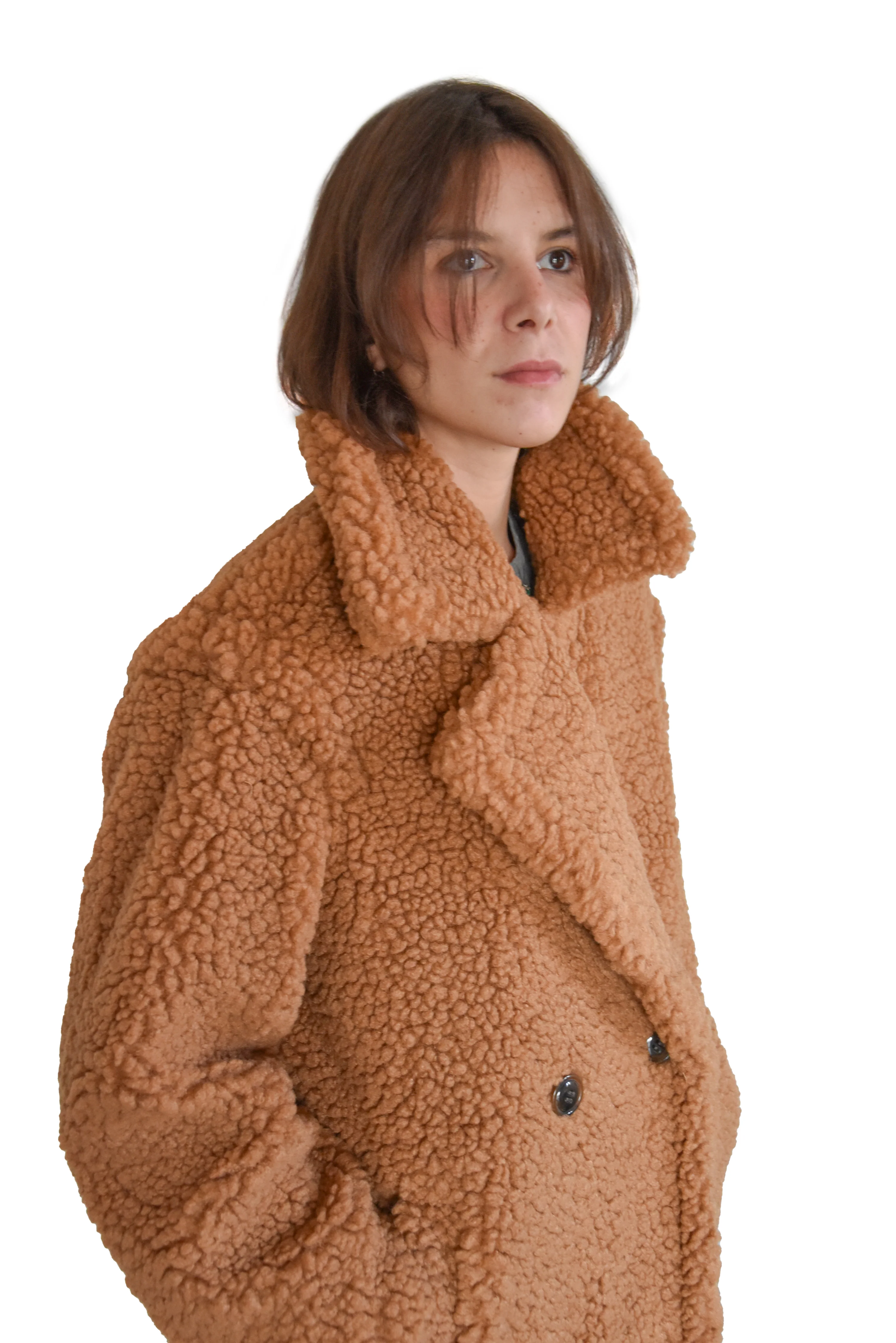 Cappotto Ugg Tabacco Gertrude Donna Long Teddy Coat Lussuoso - Image 3