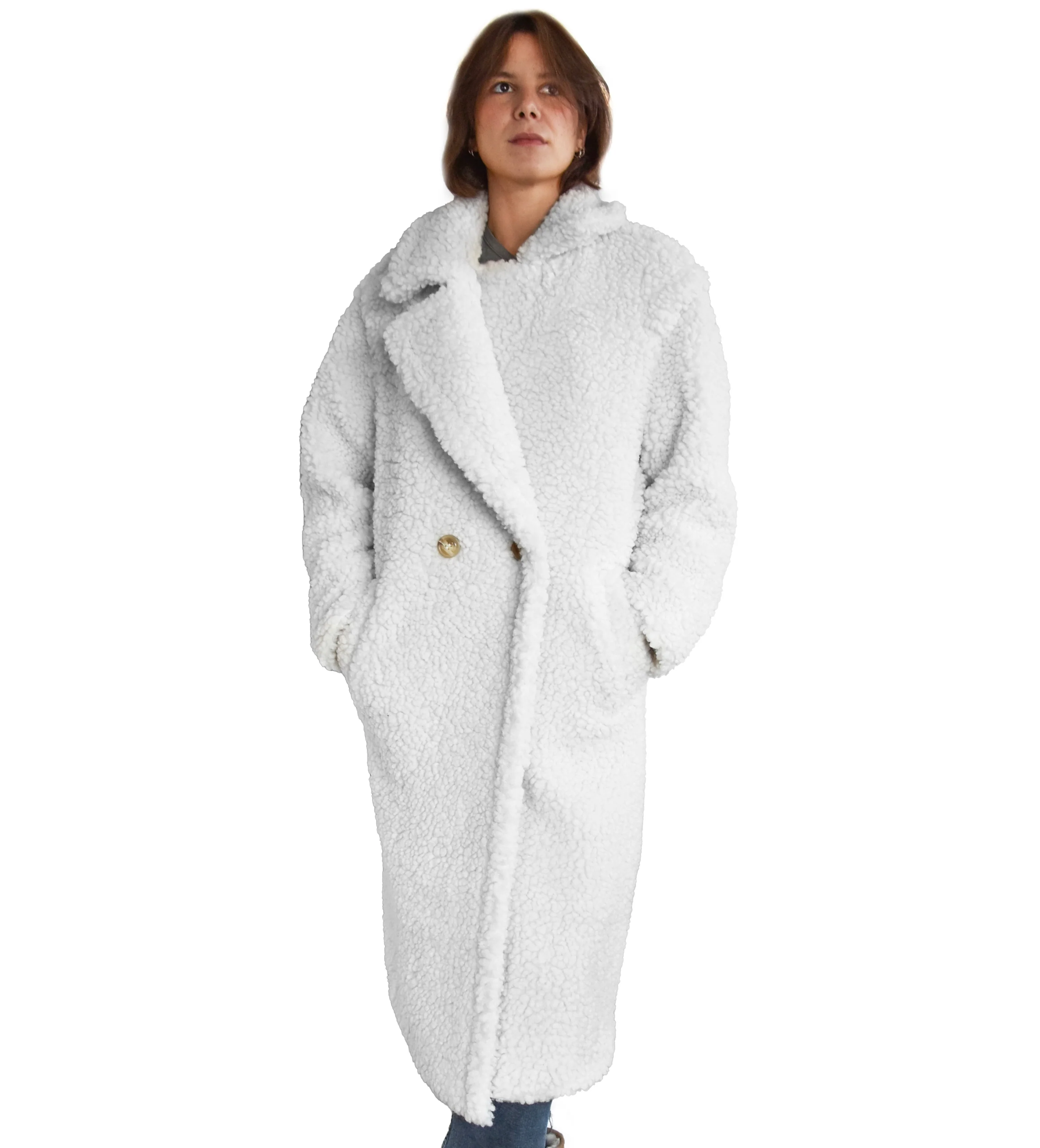 Cappotto Ugg Bianco Lungo Gertrude Donna Lussuoso E Versatile - Image 4
