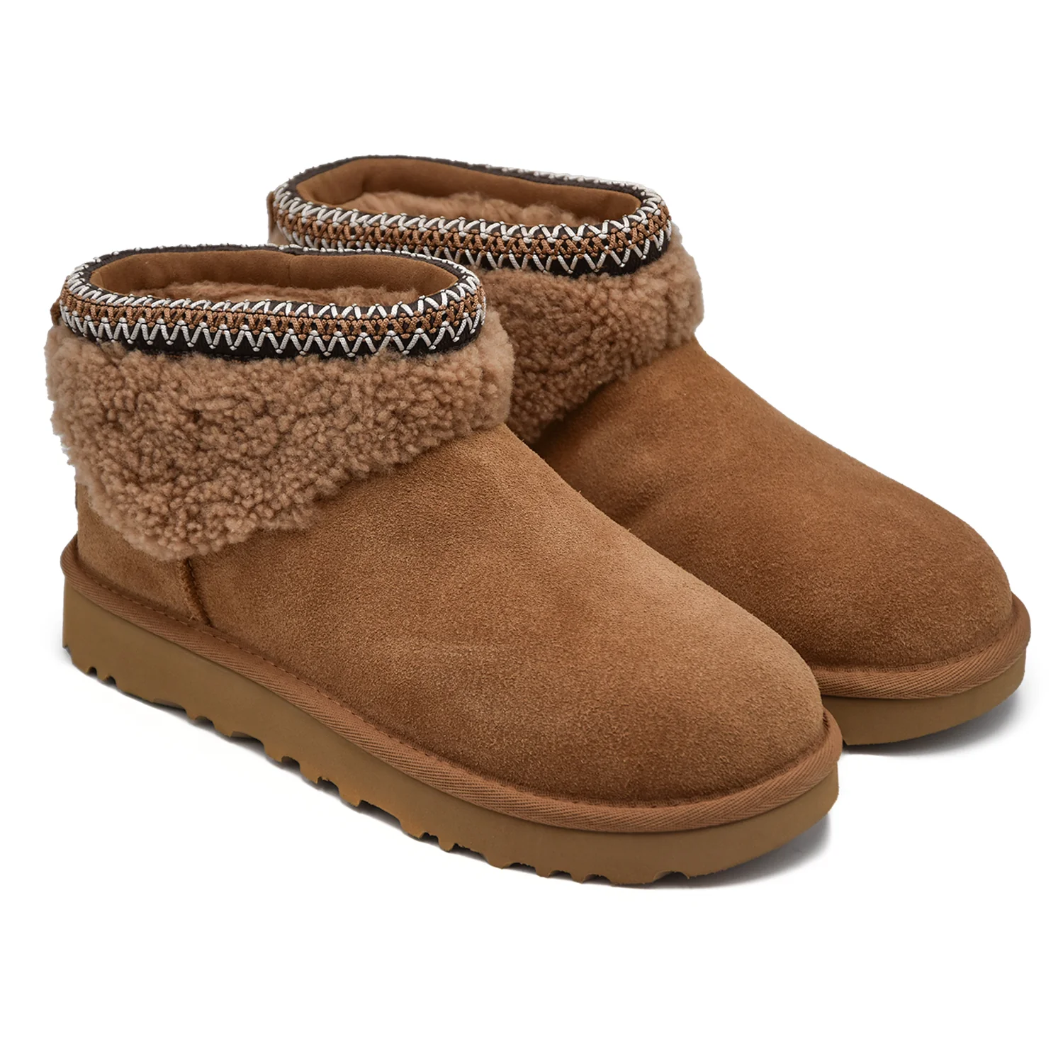 Ugg Maxi Curly Ultra Mini Donna Stivaletti Tabacco E UGGbraid - Image 2
