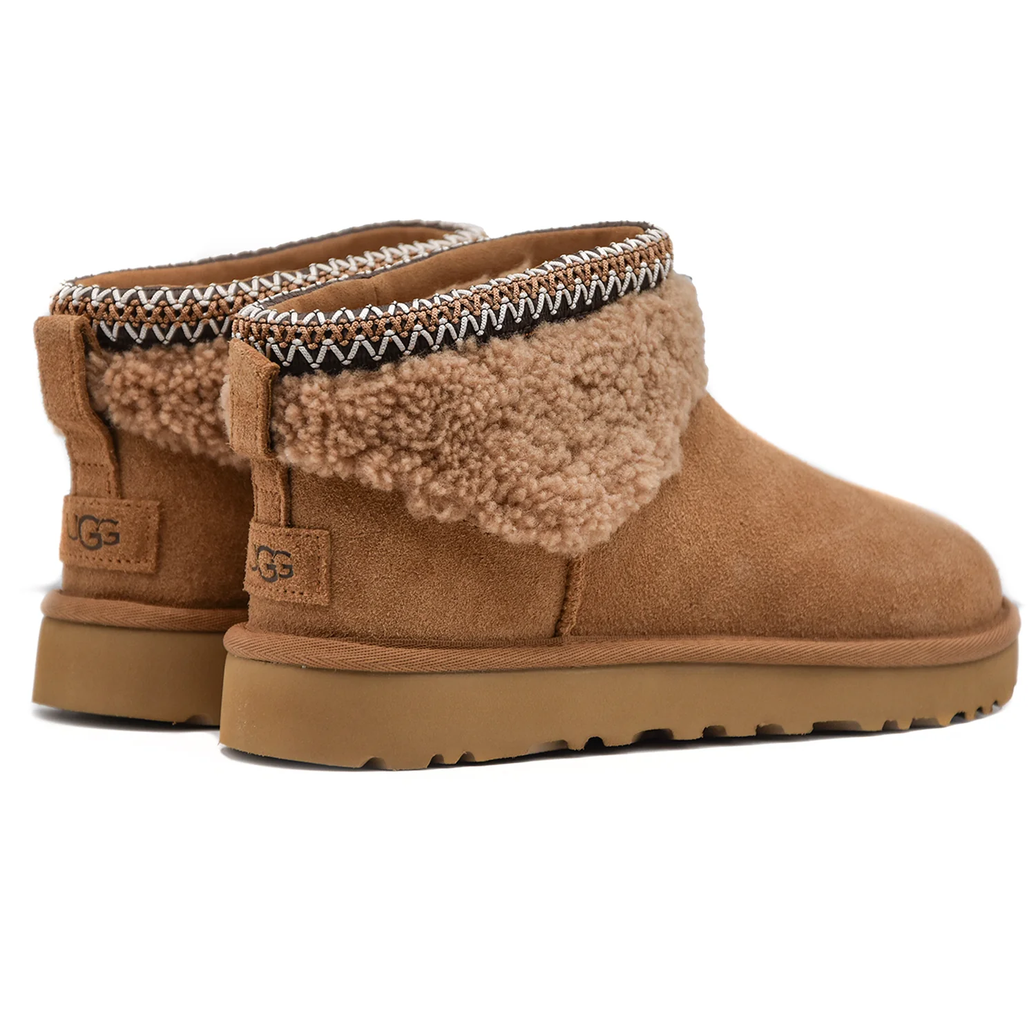 Ugg Maxi Curly Ultra Mini Donna Stivaletti Tabacco E UGGbraid - Image 4