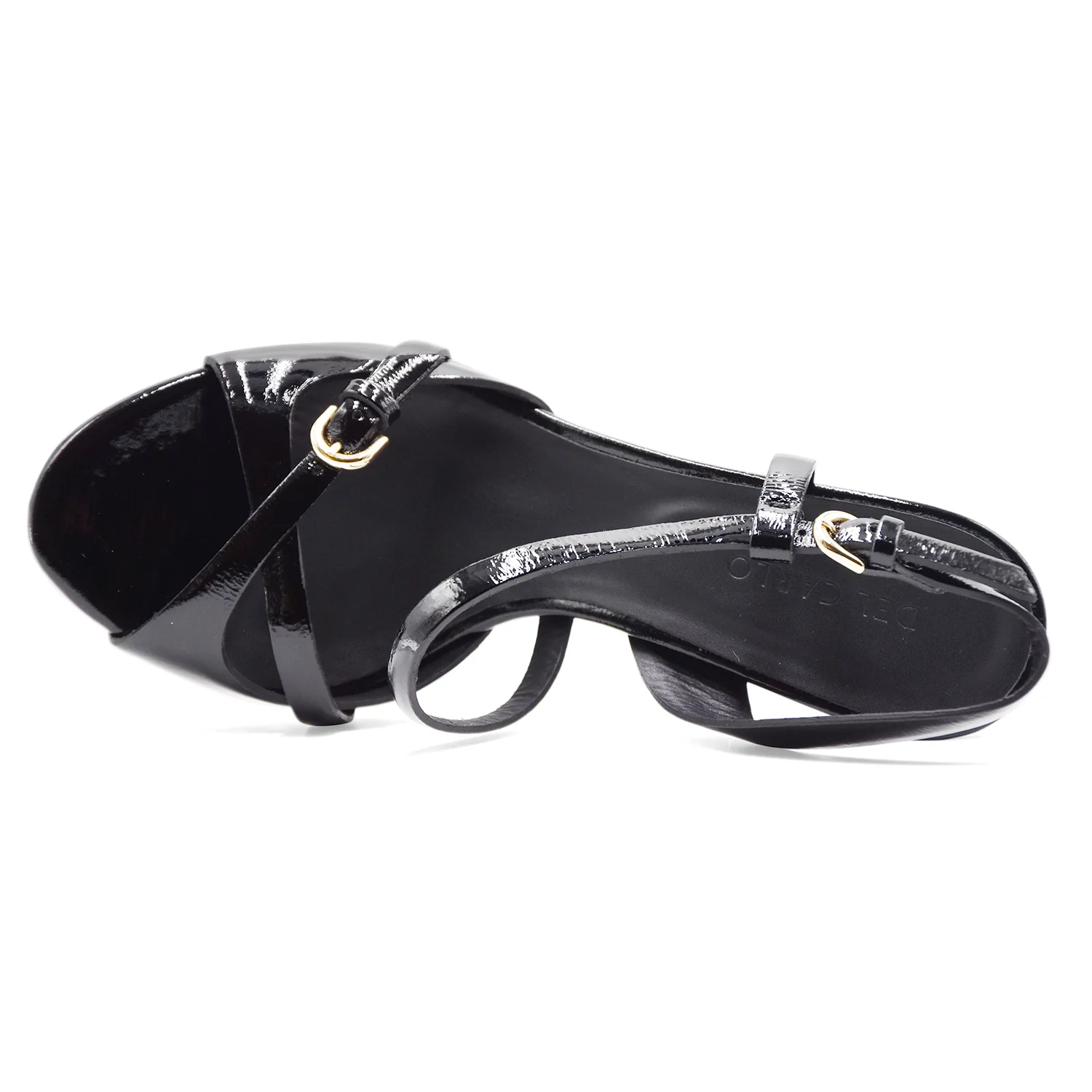 Sandali Del Carlo Donna 11924 In Vera Pelle Nera Fibbia In Oro - Image 3