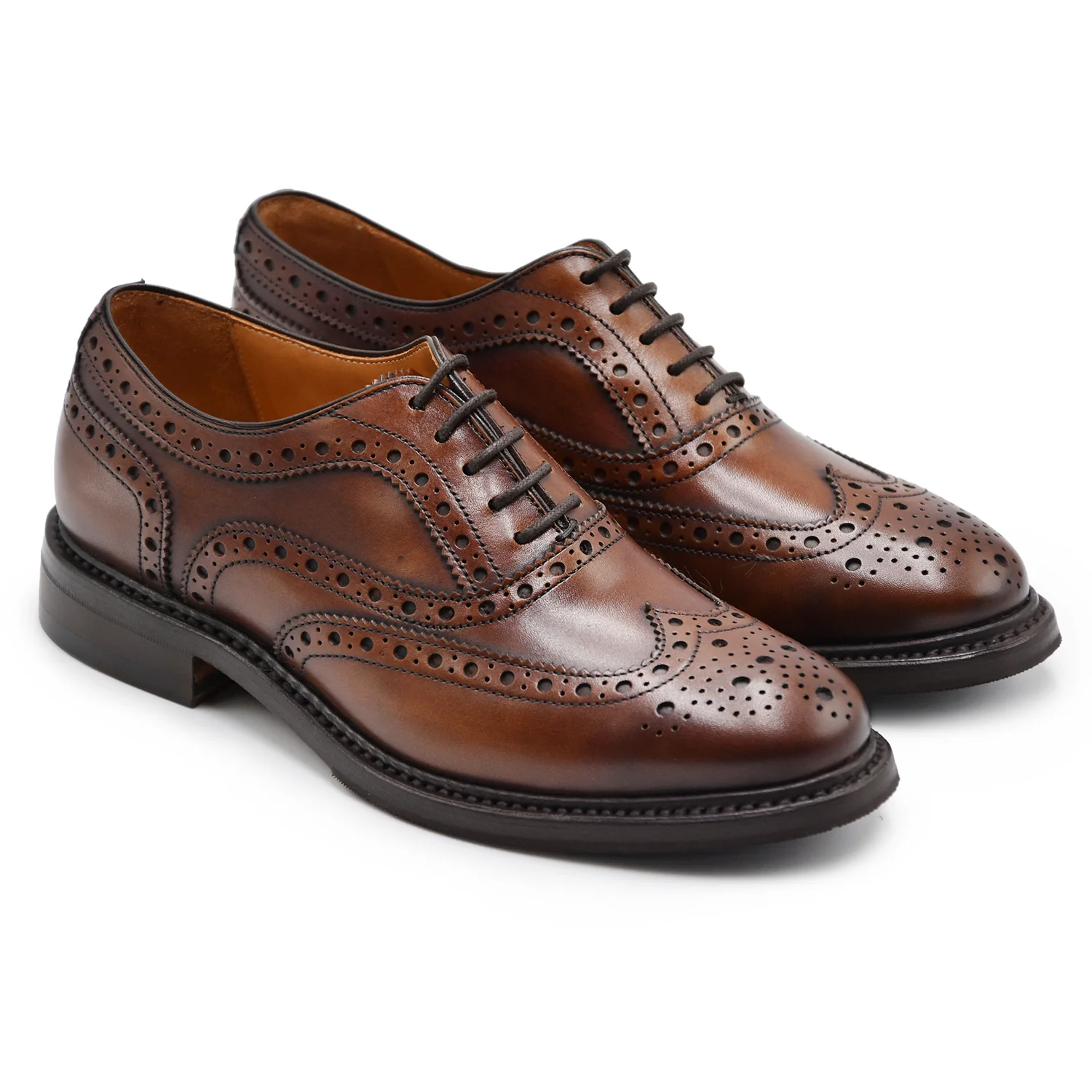 Allacciata Brogue Berwick 1707 Donna Pelle Crust Tinta A Mano - Image 2