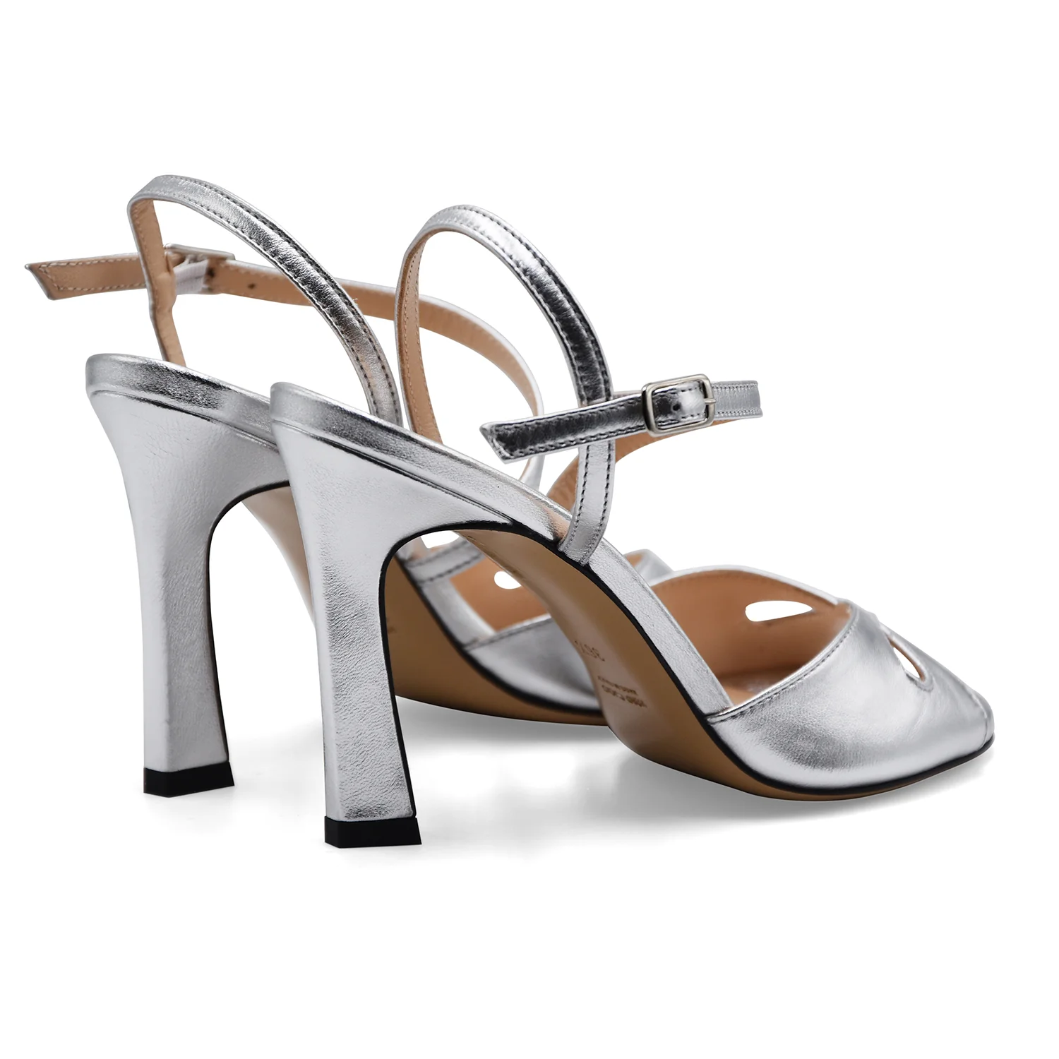 Sandali Matteo Pitti Donna Vera Pelle Argento 1453 Made In Italy - Image 4