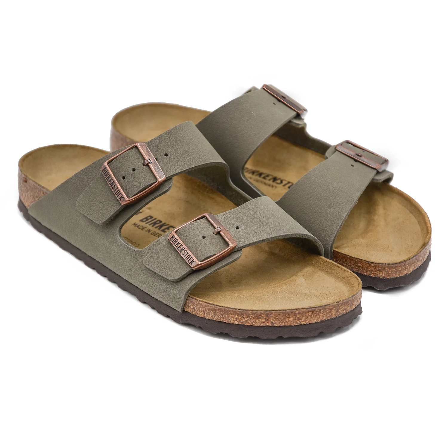 Sandali Birkenstock Arizona BS Grigio Pietra Fibbie Logate Uomo - Image 2