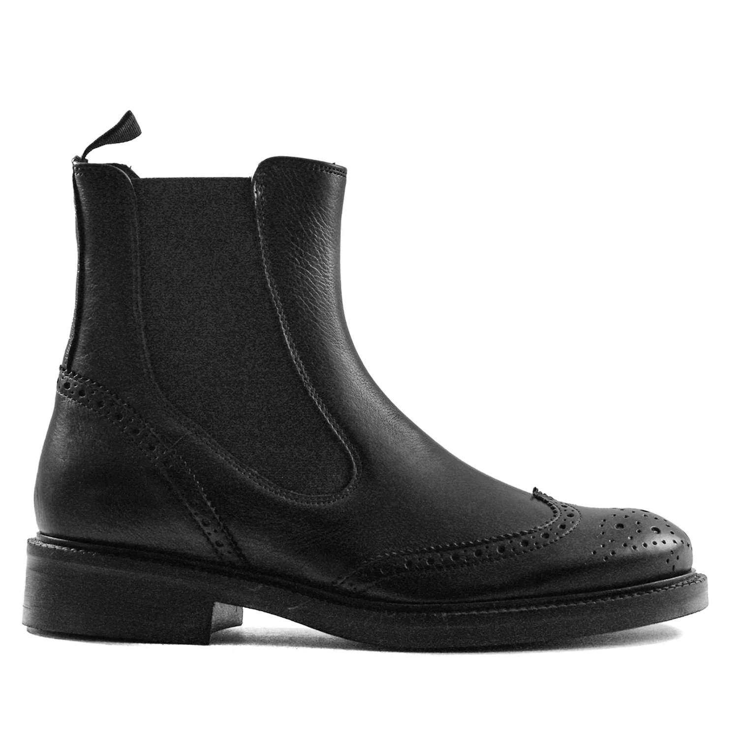 Beatles Donna Nero Marco Ferretti Dettaglio Brogue Sulla Tomaia
