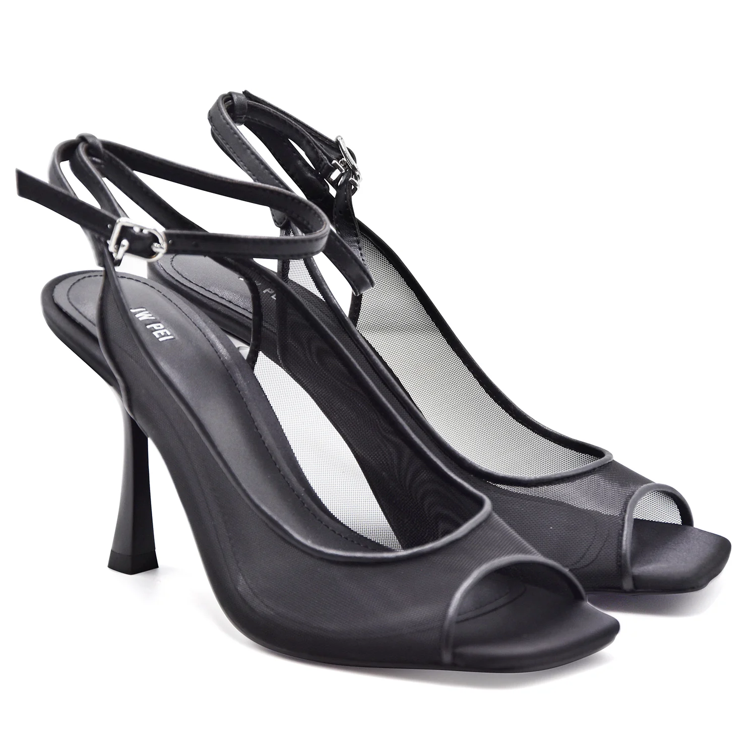 Sandali Slingback JW PEI Serenity Donna Nero In Rete Elegante - Image 2