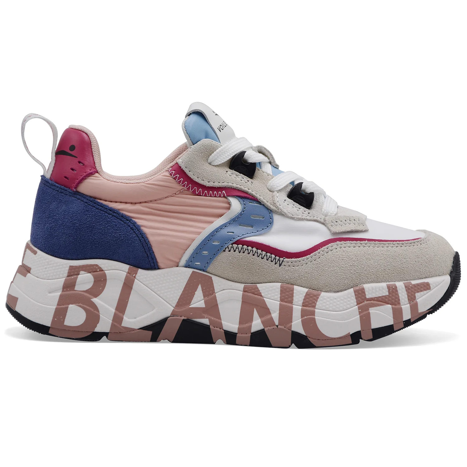 Sneakers Voile Blanche Donna Club105 Suede Nylon Bianco Fucsia