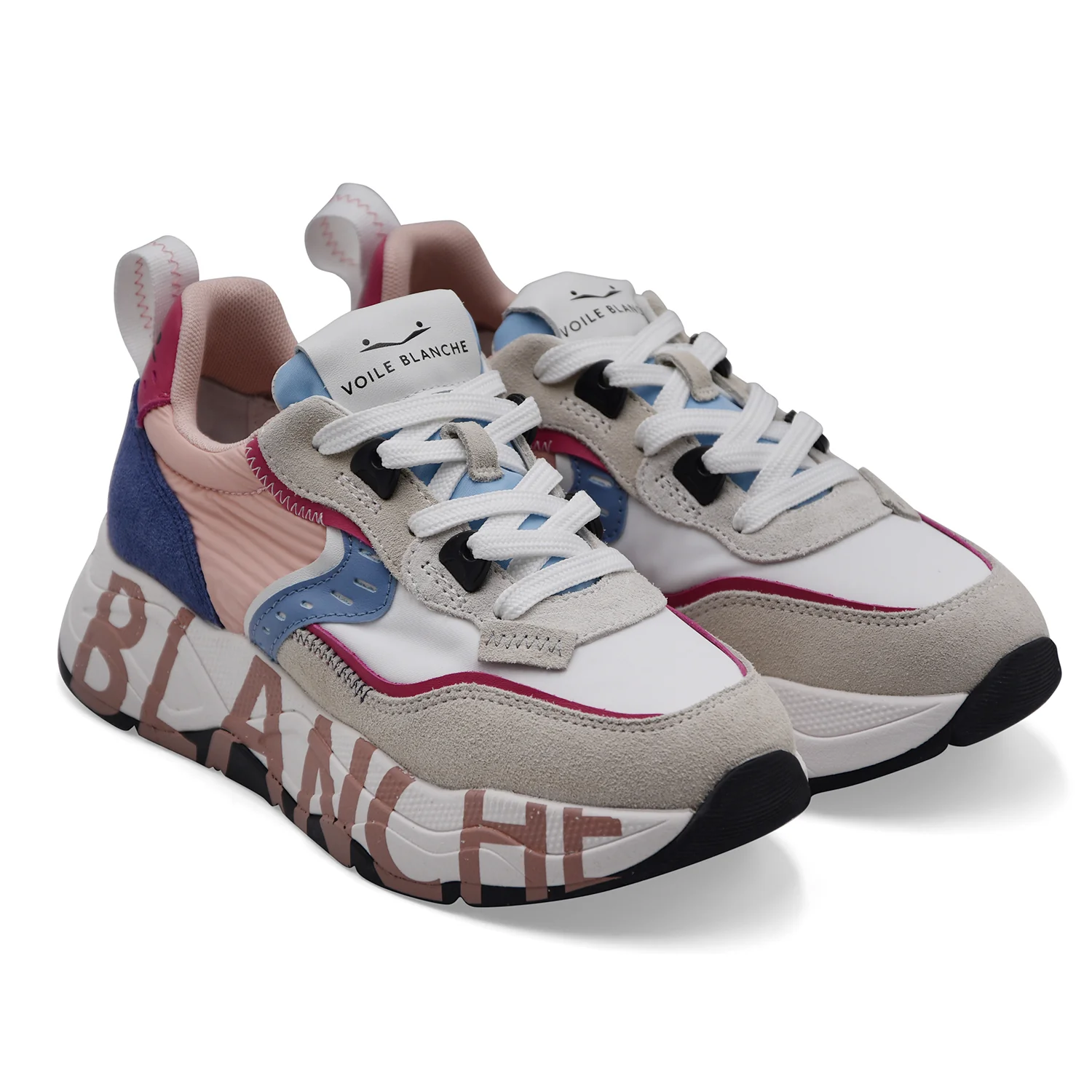 Sneakers Voile Blanche Donna Club105 Suede Nylon Bianco Fucsia - Image 2