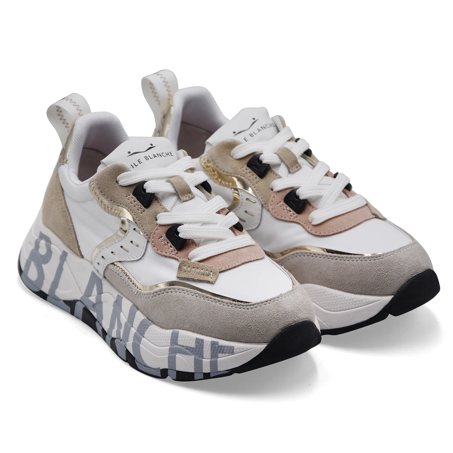 Voile Blanche Sneakers Donna Club105 Suede Bianco Sand Platino - Image 2