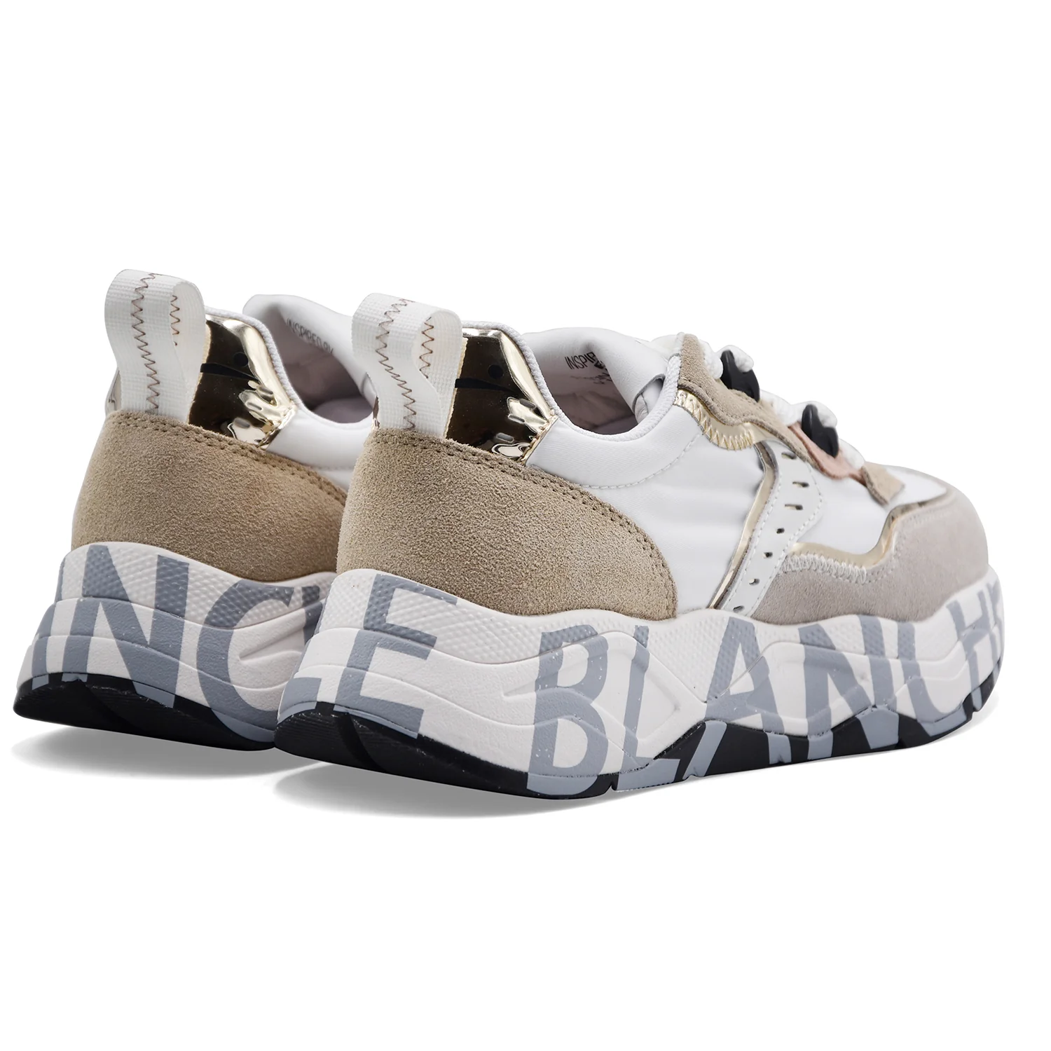 Voile Blanche Sneakers Donna Club105 Suede Bianco Sand Platino - Image 4