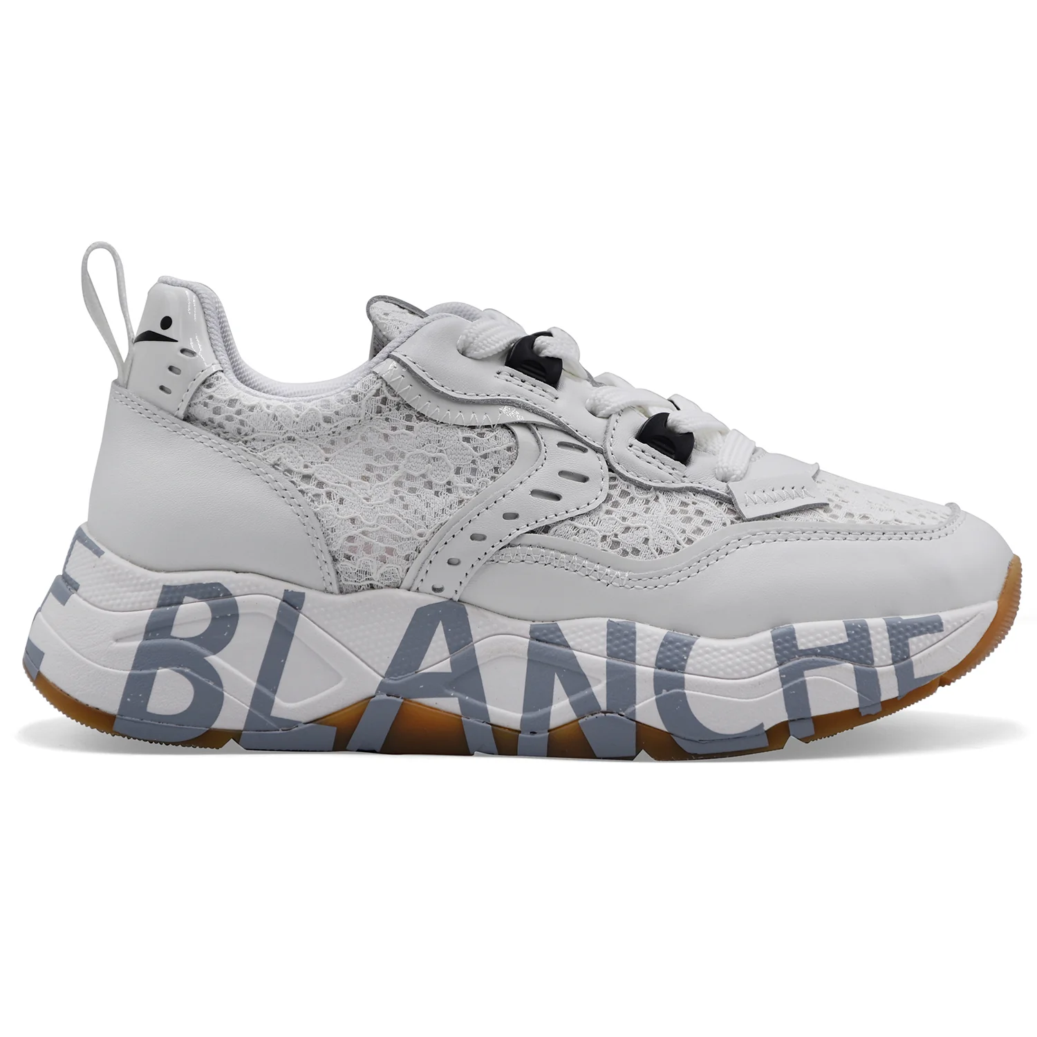 Sneakers Voile Blanche Donna Club105 In Pelle E Tessuto Bianco