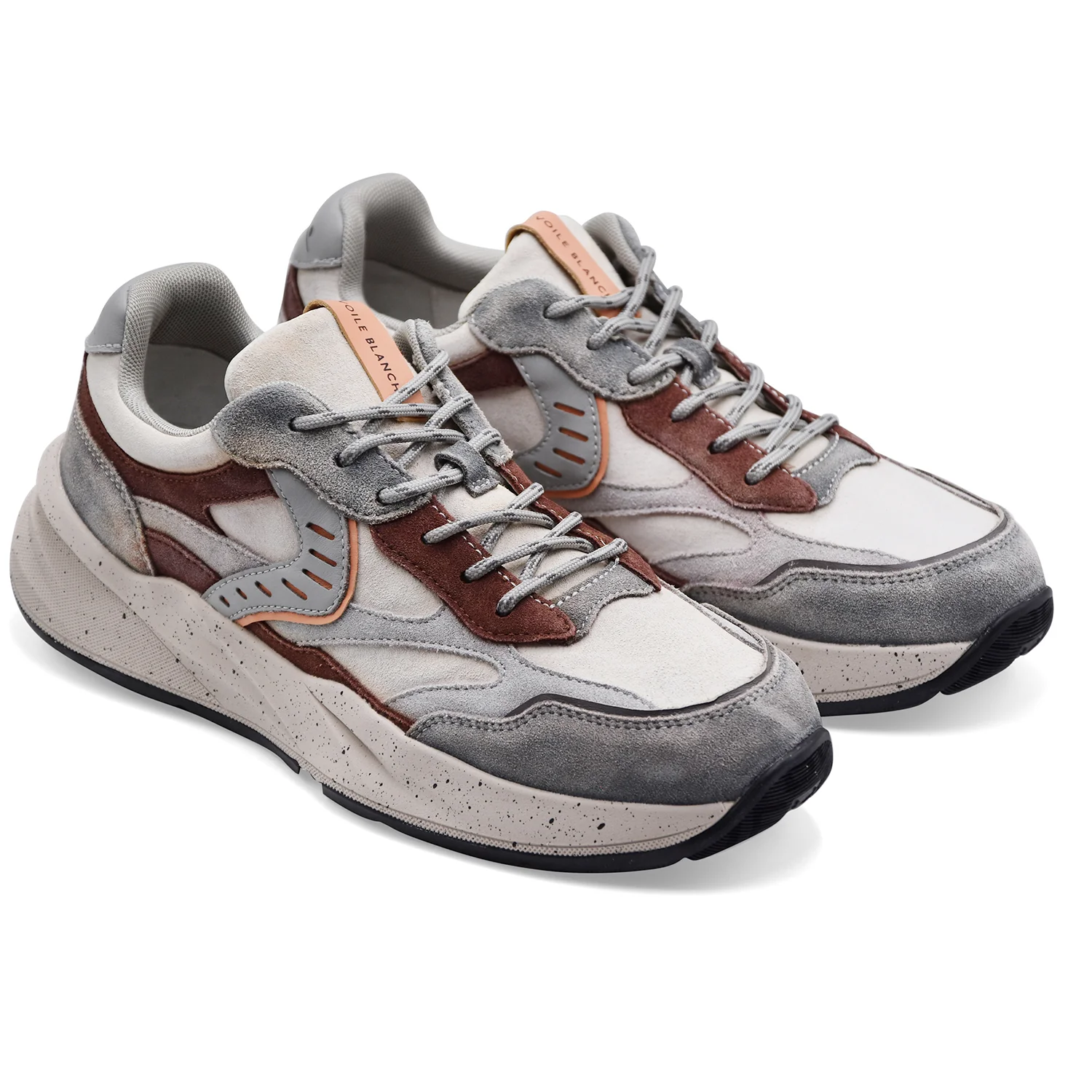 Voile Blanche Sneakers Uomo Club22 Pelle Marrone Grigio Chiaro - Image 2