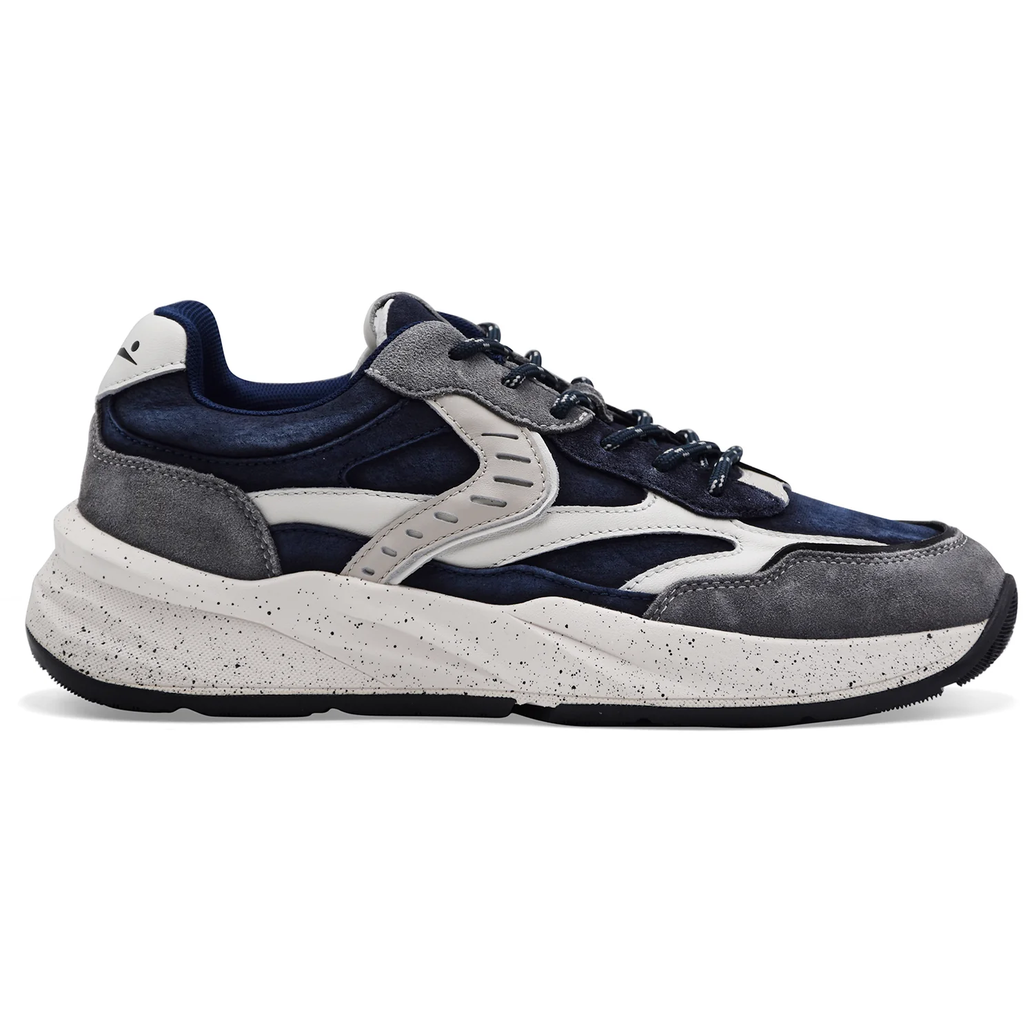 Sneakers Voile Blanche Uomo Club22 In Pelle Washed Grigio Blu