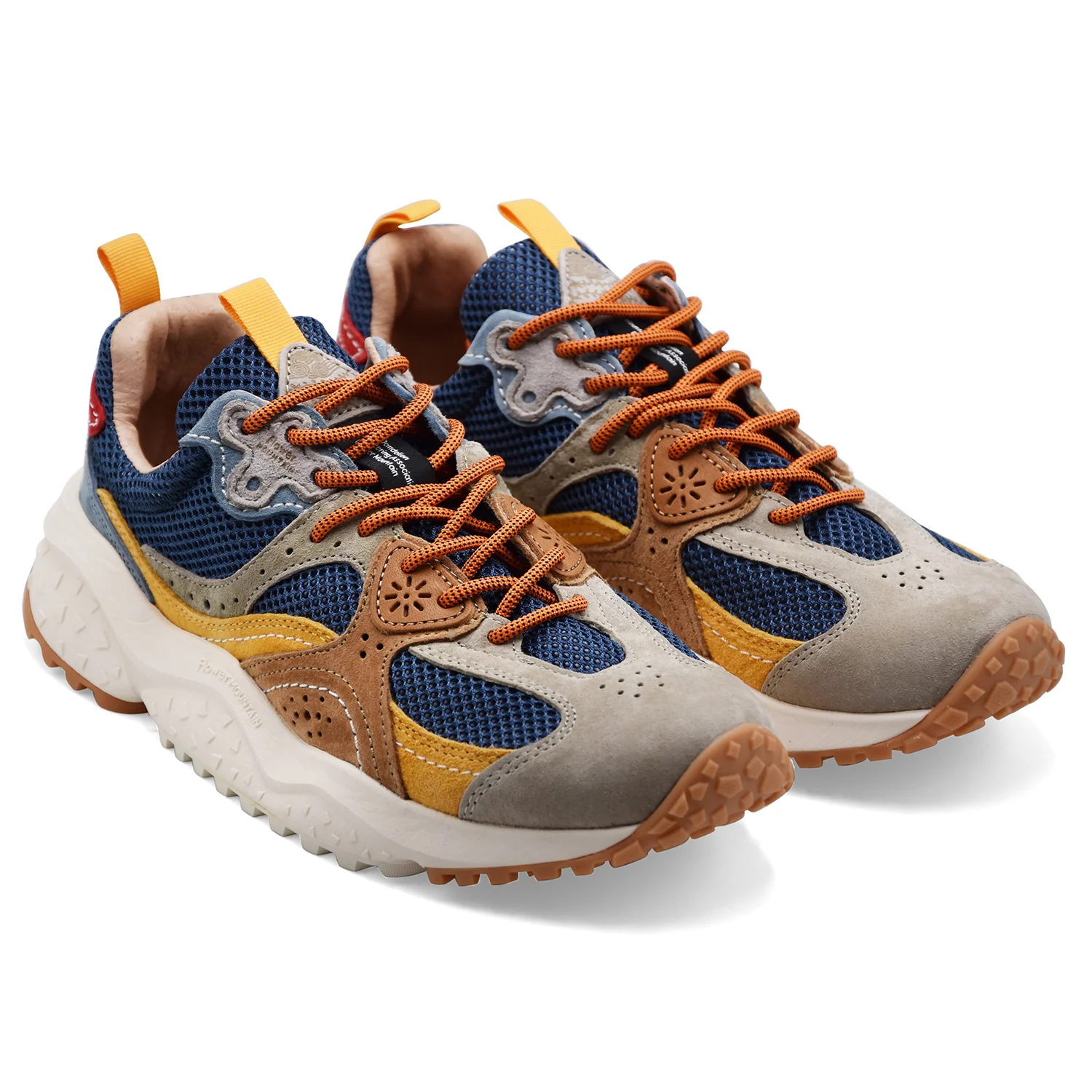 Sneakers Flower Mountain Uomo Wave Man In Suede Mesh Blu Beige - Image 2