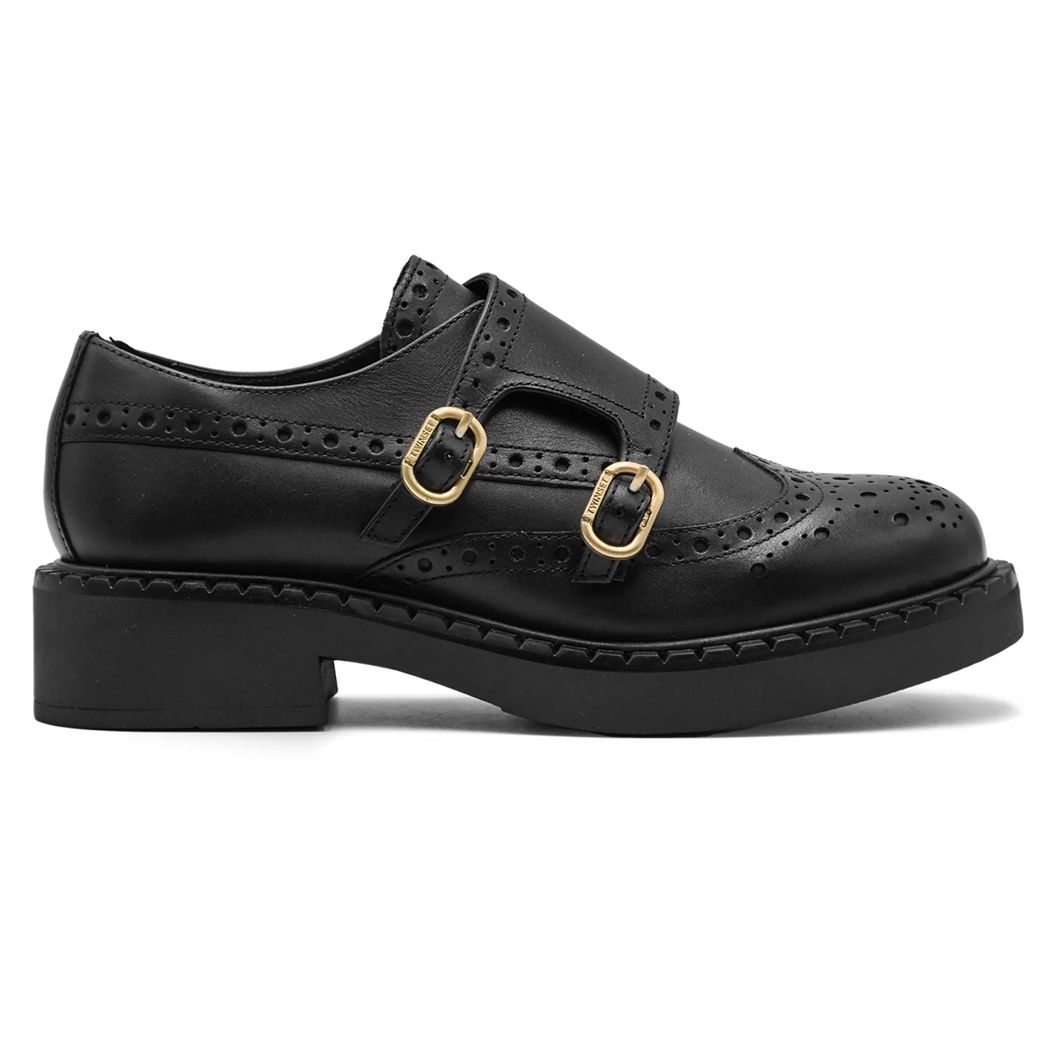 Twinset Monk Strap Oxford Nero Con Dettaglio Traforato Donna