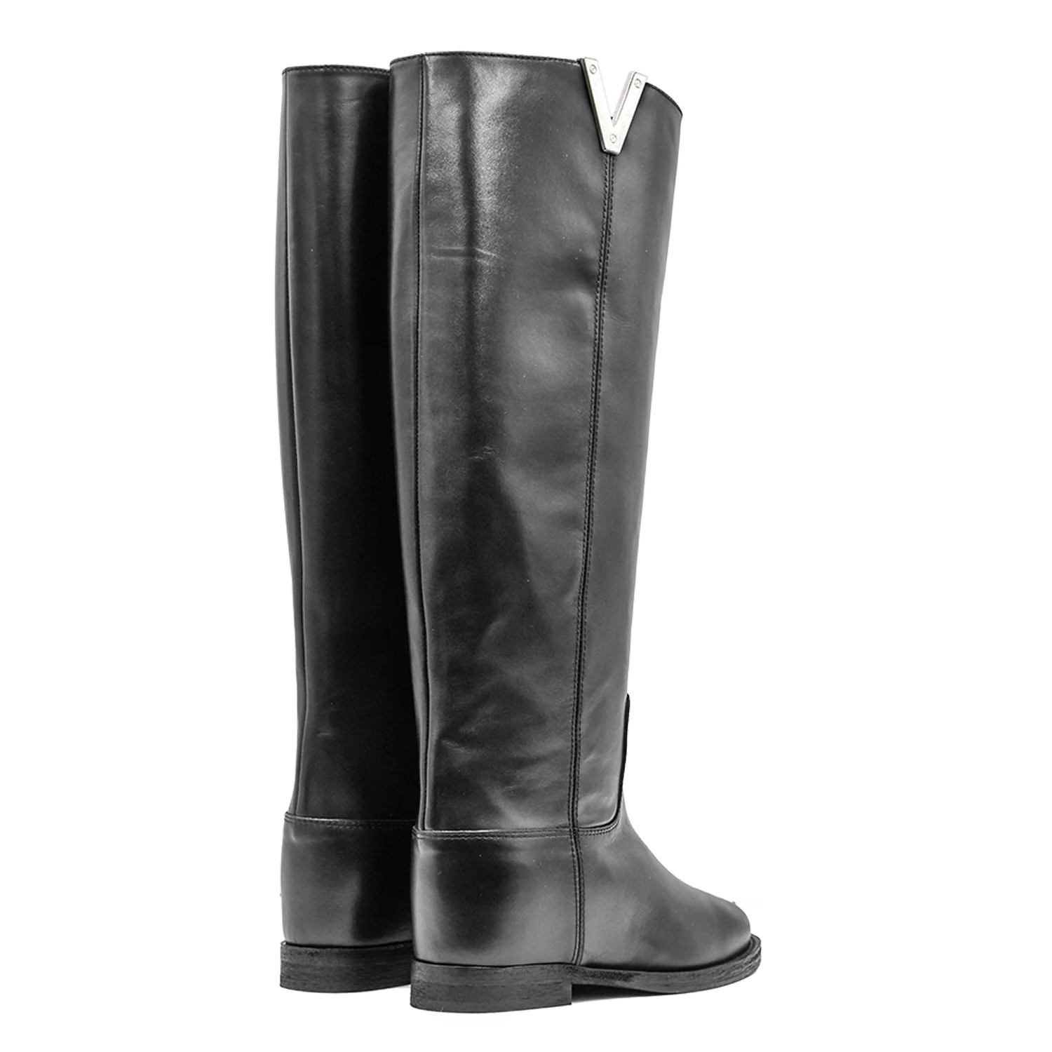 Stivali Nero Via Roma 15 Best Seller Logo Variante Argento Donna - Image 4