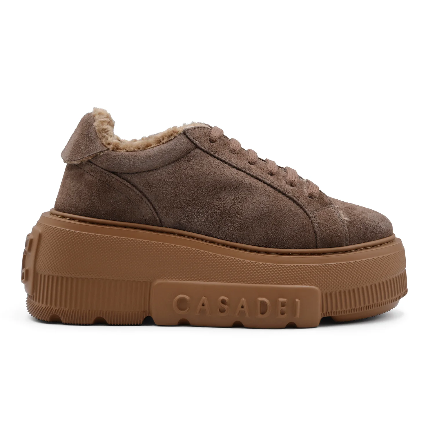 Sneakers Casadei Nexus Donna Pelle Scamosciata Cacao Maxi Logo