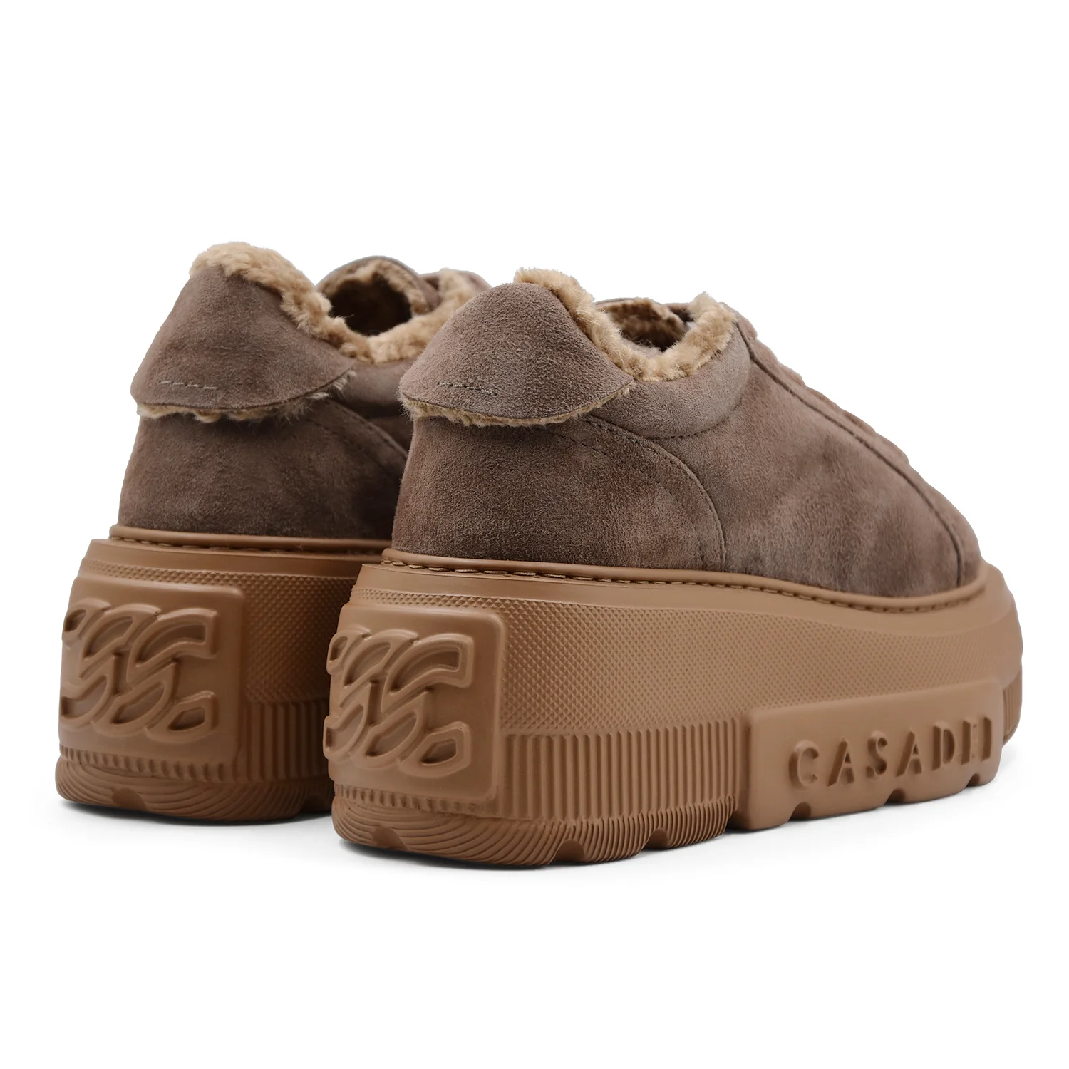 Sneakers Casadei Nexus Donna Pelle Scamosciata Cacao Maxi Logo - Image 3