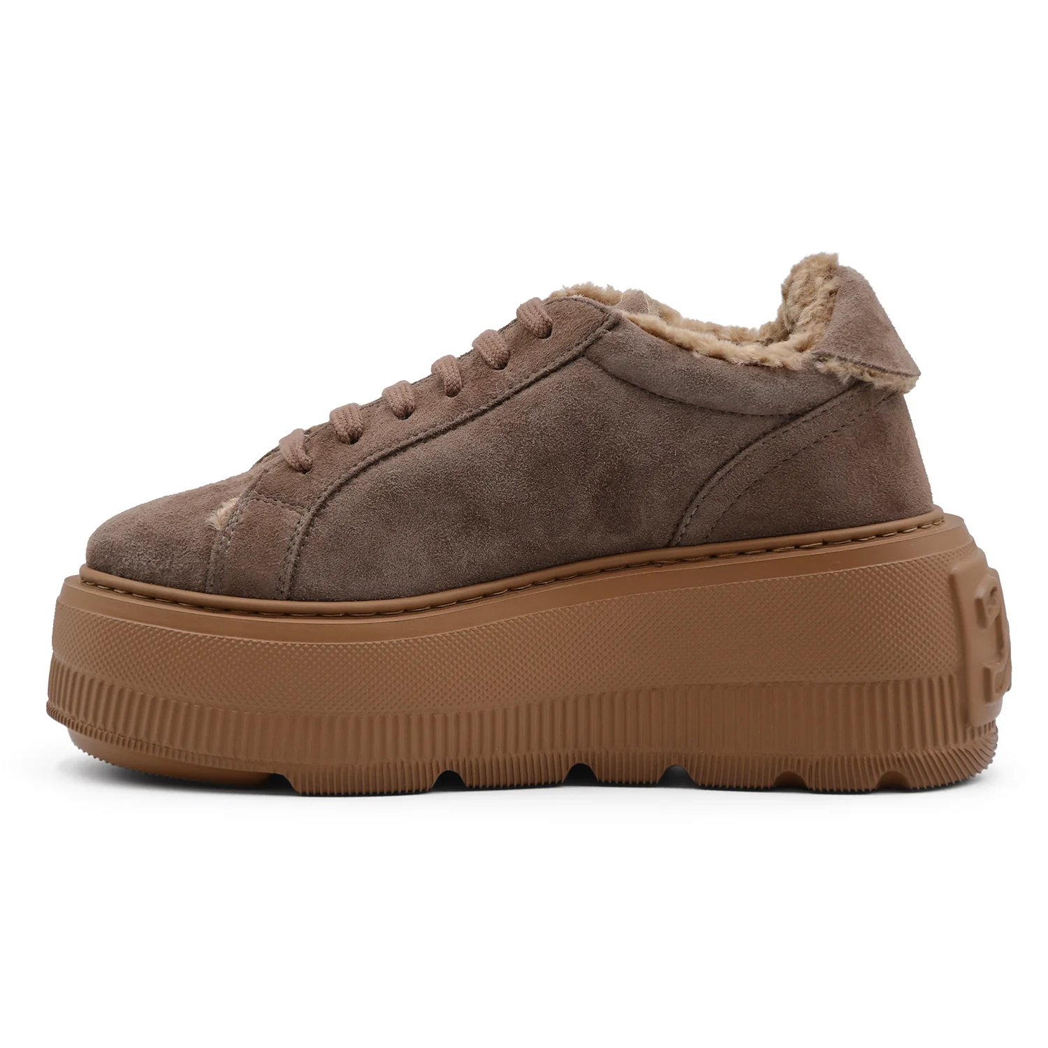 Sneakers Casadei Nexus Donna Pelle Scamosciata Cacao Maxi Logo - Image 4