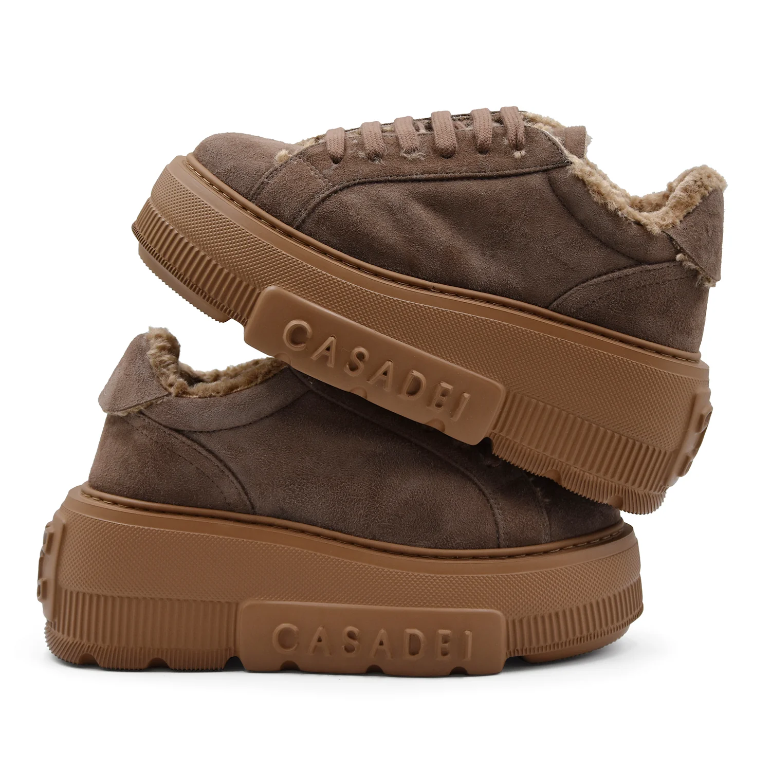 Sneakers Casadei Nexus Donna Pelle Scamosciata Cacao Maxi Logo - Image 5