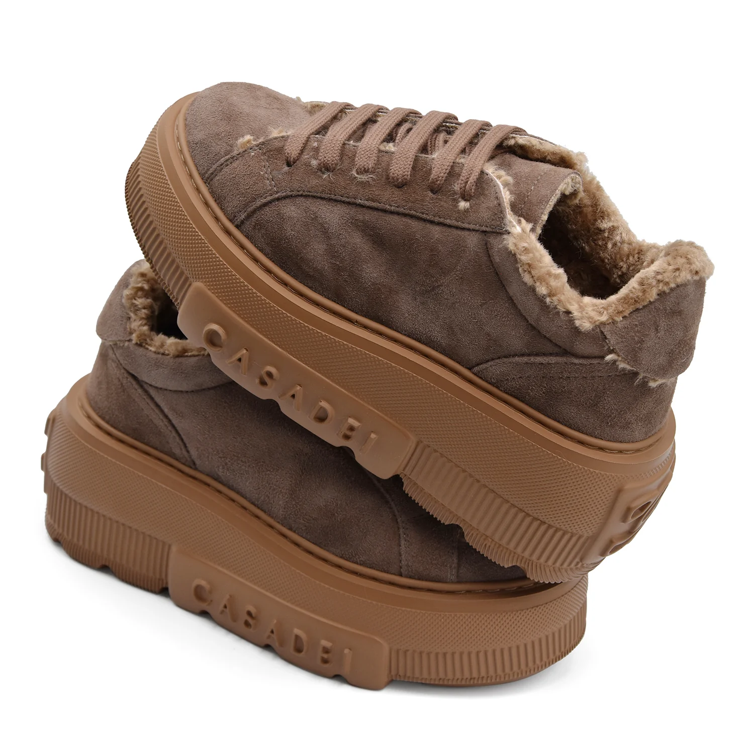Sneakers Casadei Nexus Donna Pelle Scamosciata Cacao Maxi Logo - Image 6