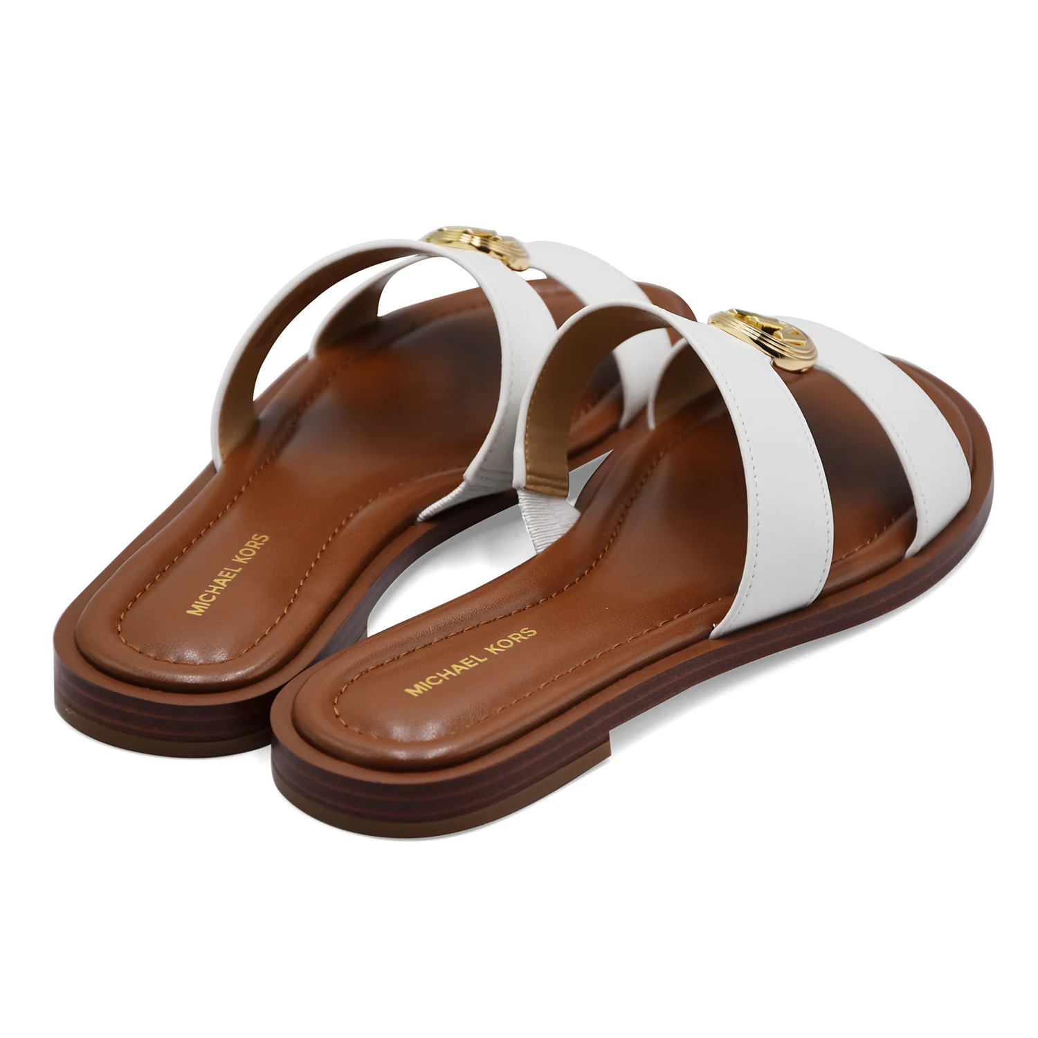 Sandali Donna Michael Kors ERIN FLAT Bianco Con Sottopiede Cuoio - Image 3