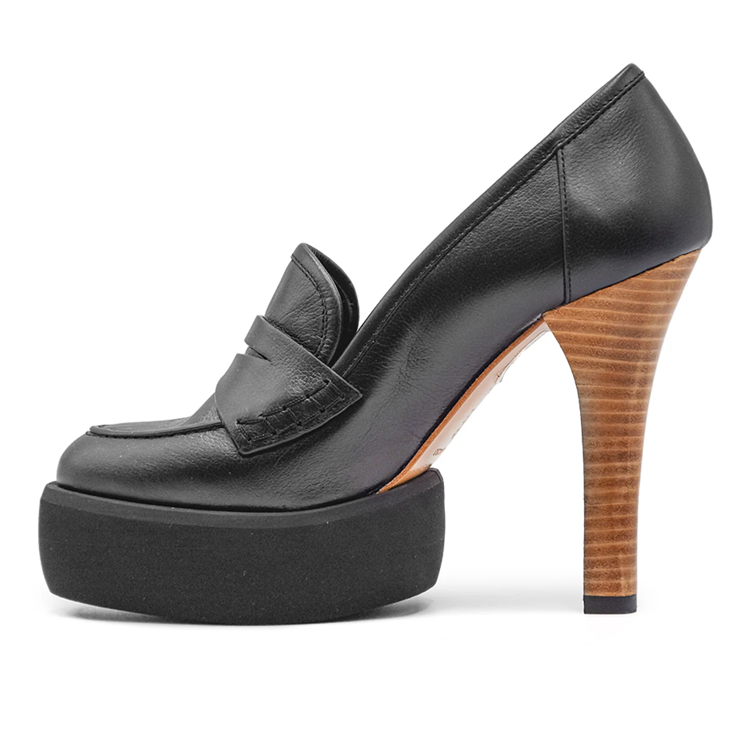Paloma Barceló Mocassini Mabel Country Nero Donna Tacco In Legno - Image 4