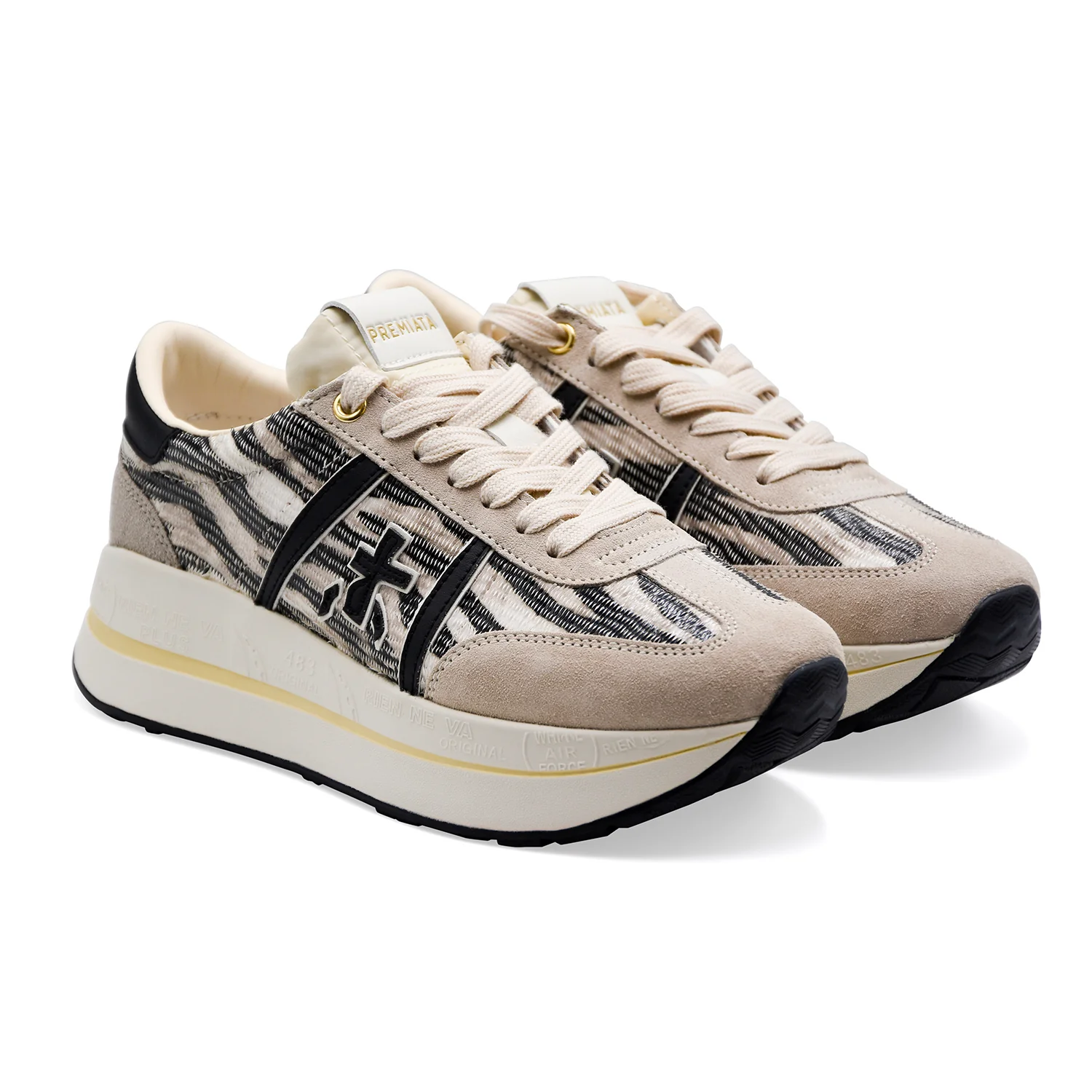 Sneakers Premiata Donna BETHCOIN_8149 Nero Con Dettagli Zebrati - Image 2