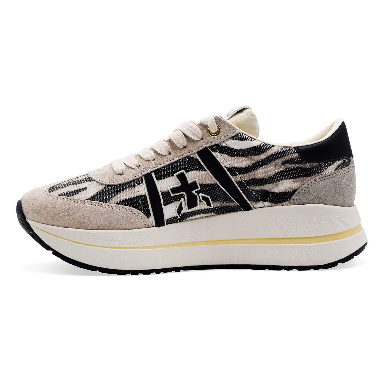 Sneakers Premiata Donna BETHCOIN_8149 Nero Con Dettagli Zebrati - Image 3