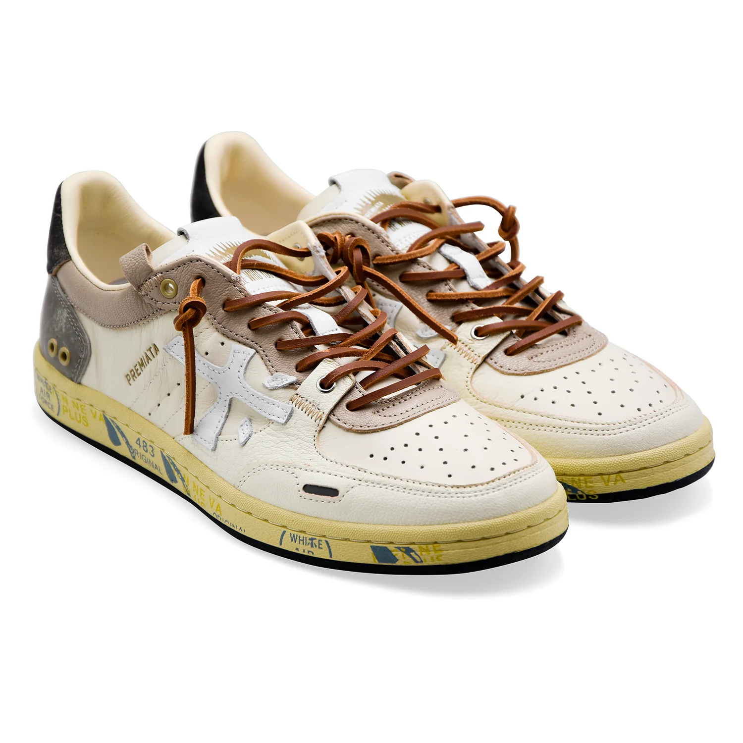 Premiata Sneakers Uomo BSKTCLAY_8163 In Morbida Pelle Bianca - Image 2