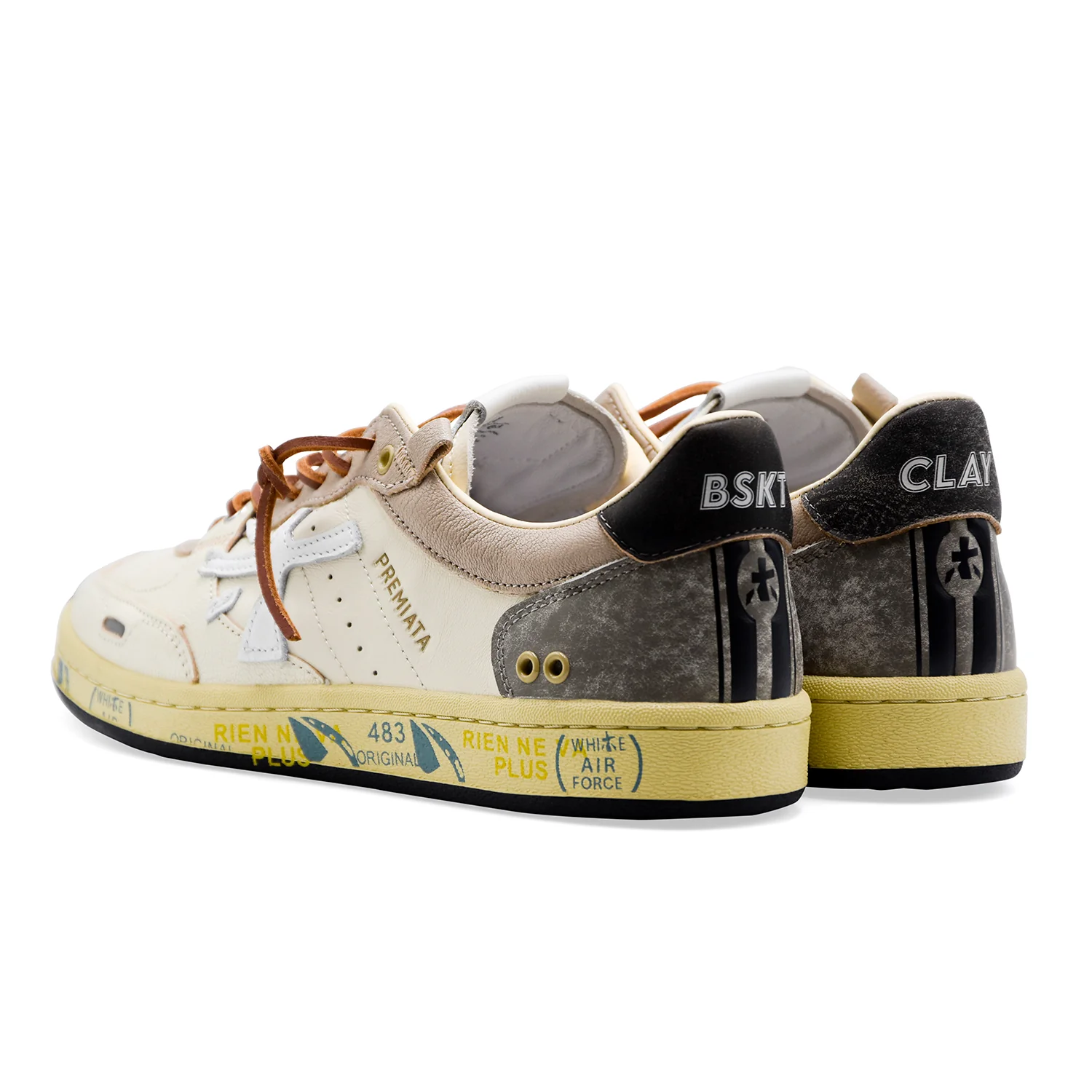 Premiata Sneakers Uomo BSKTCLAY_8163 In Morbida Pelle Bianca - Image 5