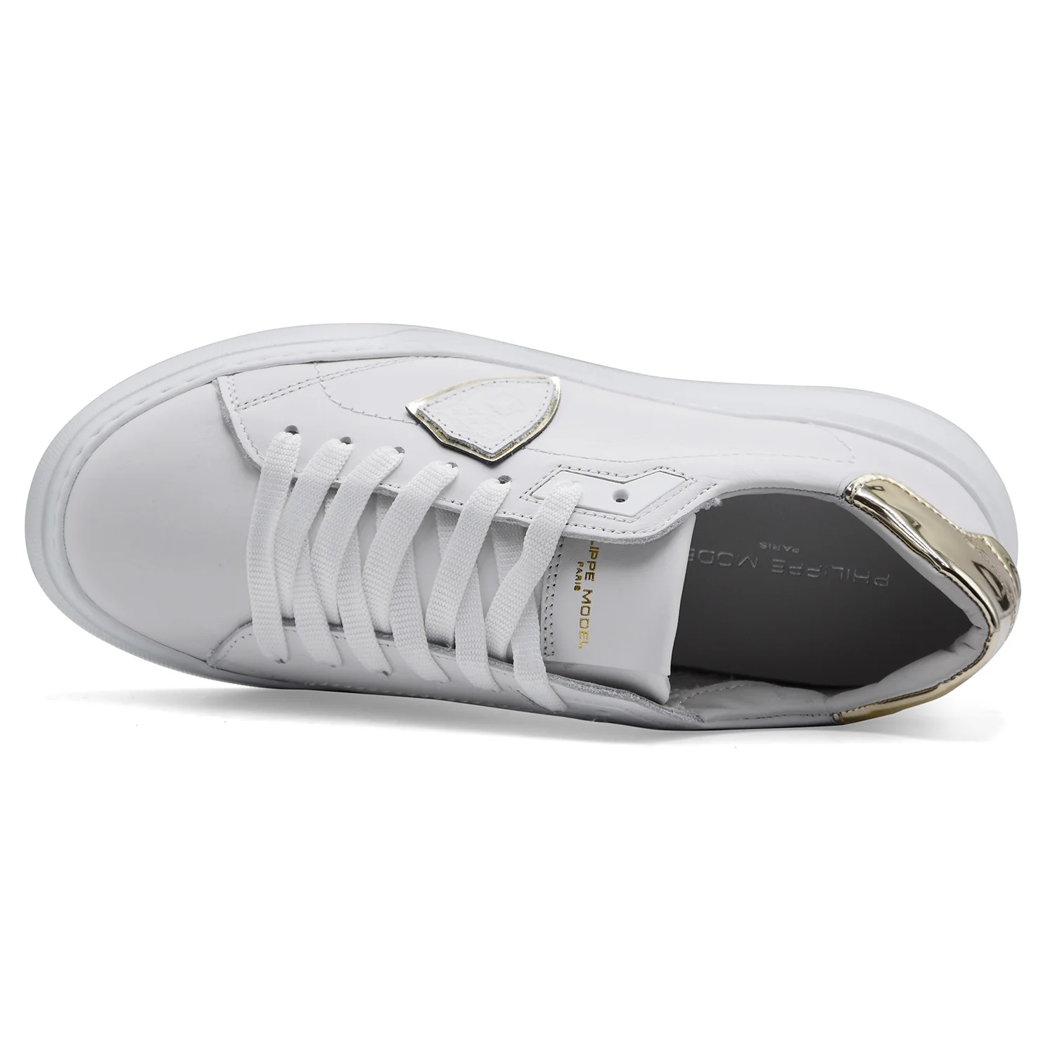 Philippe Model Sneakers Donna TEMPLE LOW Bianco Dettagli In Oro - Image 3