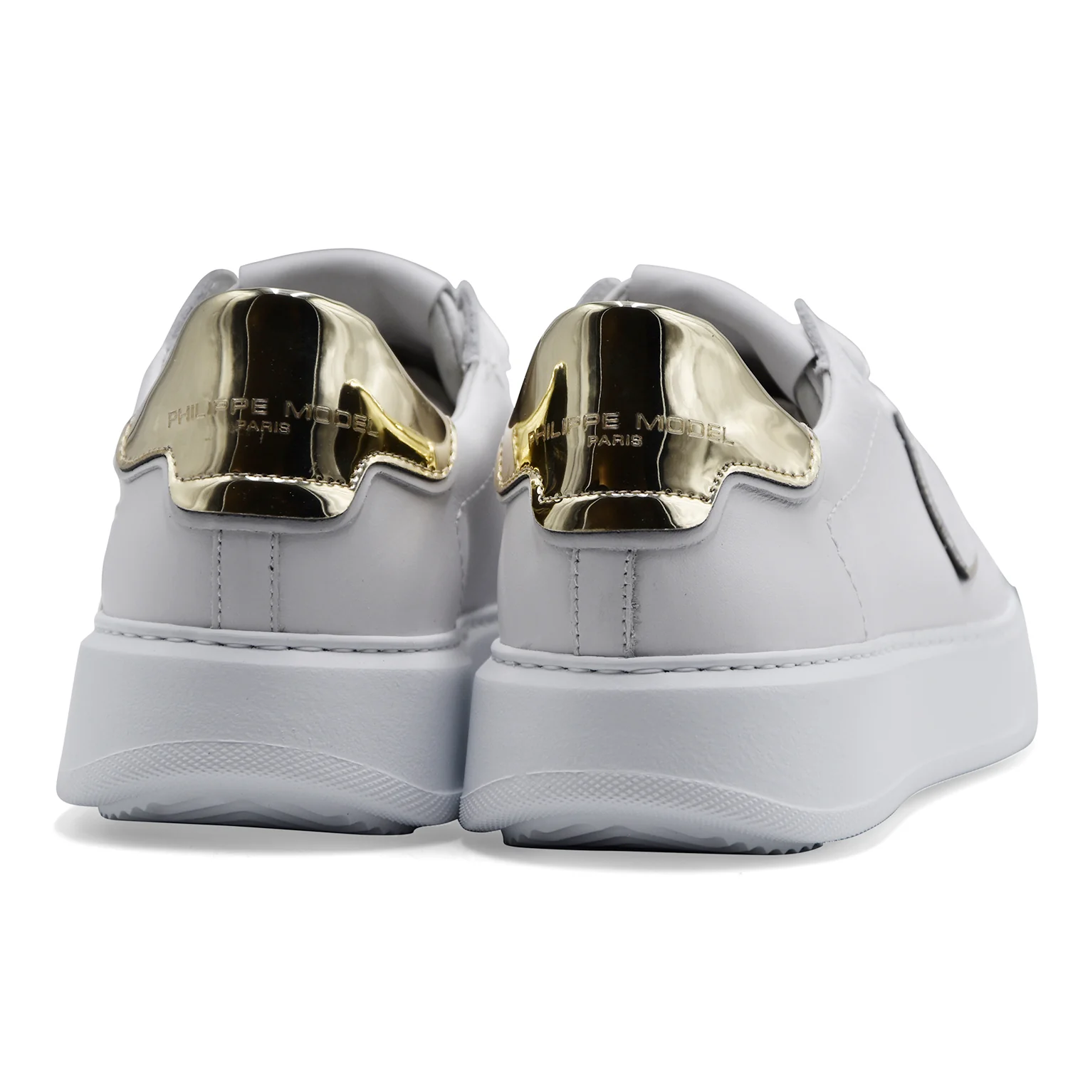 Philippe Model Sneakers Donna TEMPLE LOW Bianco Dettagli In Oro - Image 4