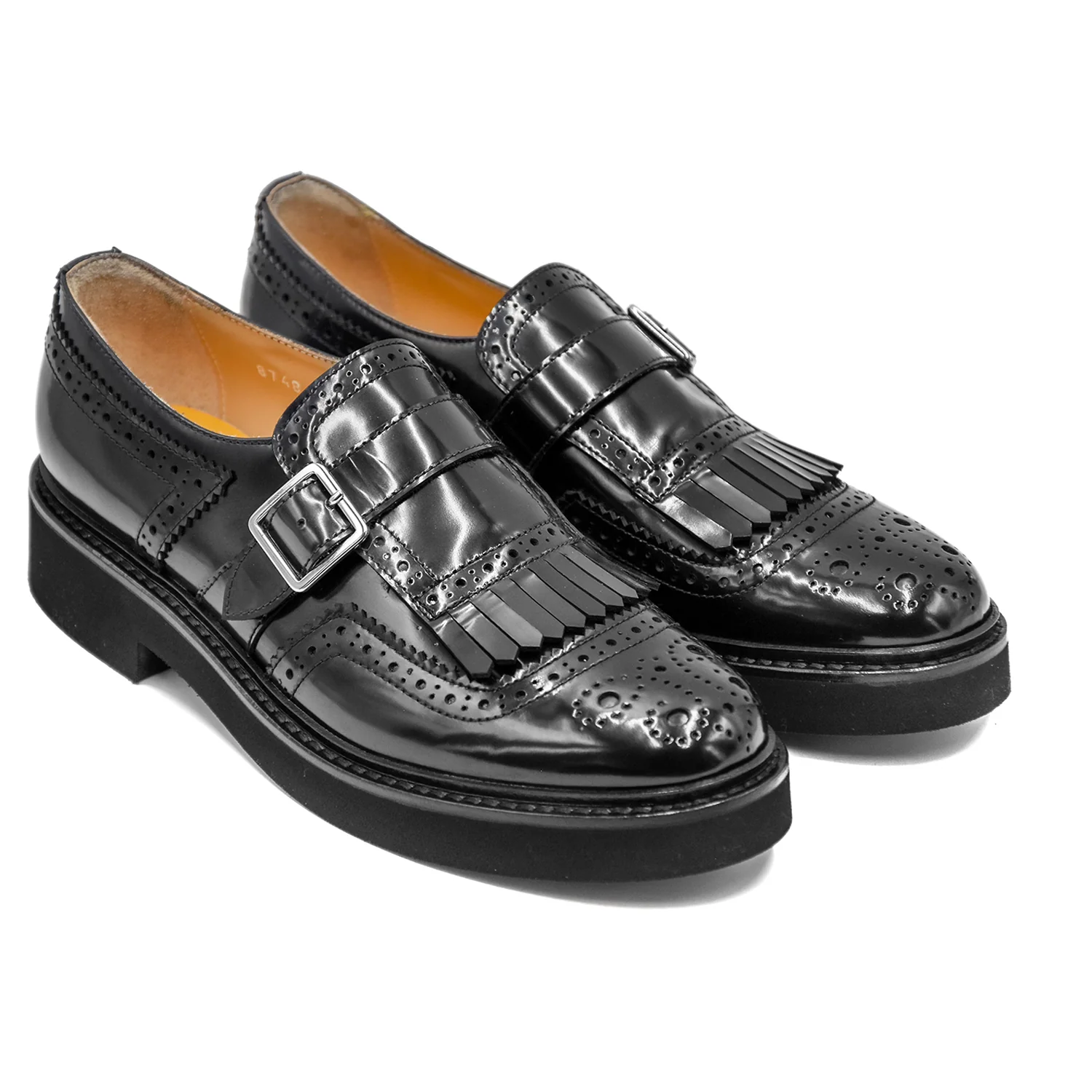 Doucal's Donna Lucido Nero Monk Strap L'Elegante Made In Italy - Image 2