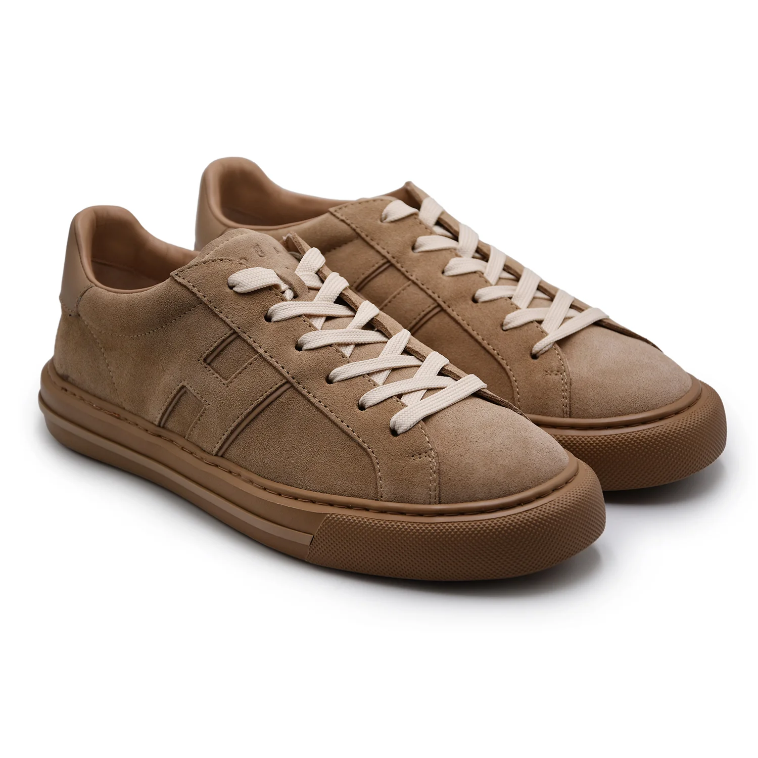 Sneakers Hogan H691 Uomo H Laterale In Pelle Scamosciata Beige - Image 2